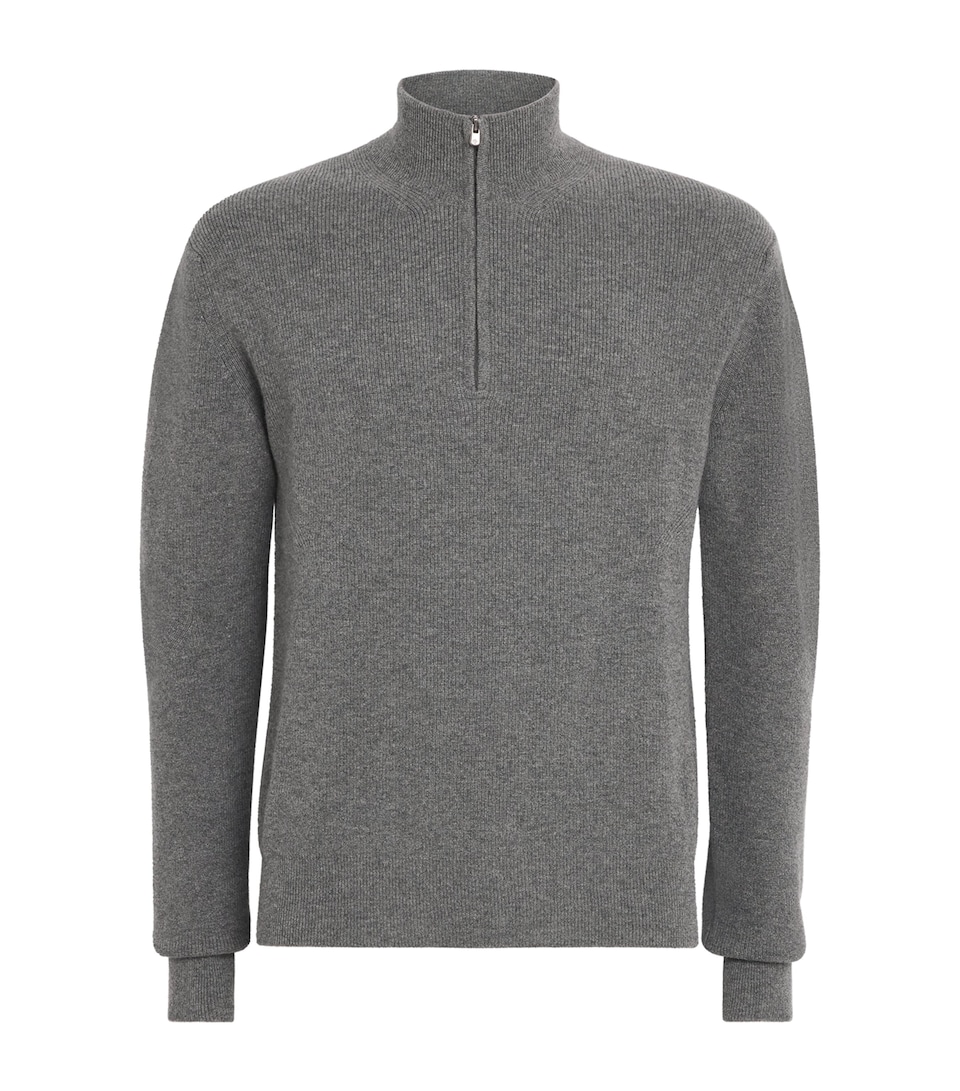 Ralph Lauren Purple Label Mens Cashmere Half-Zip Sweater Medium Grey Melange