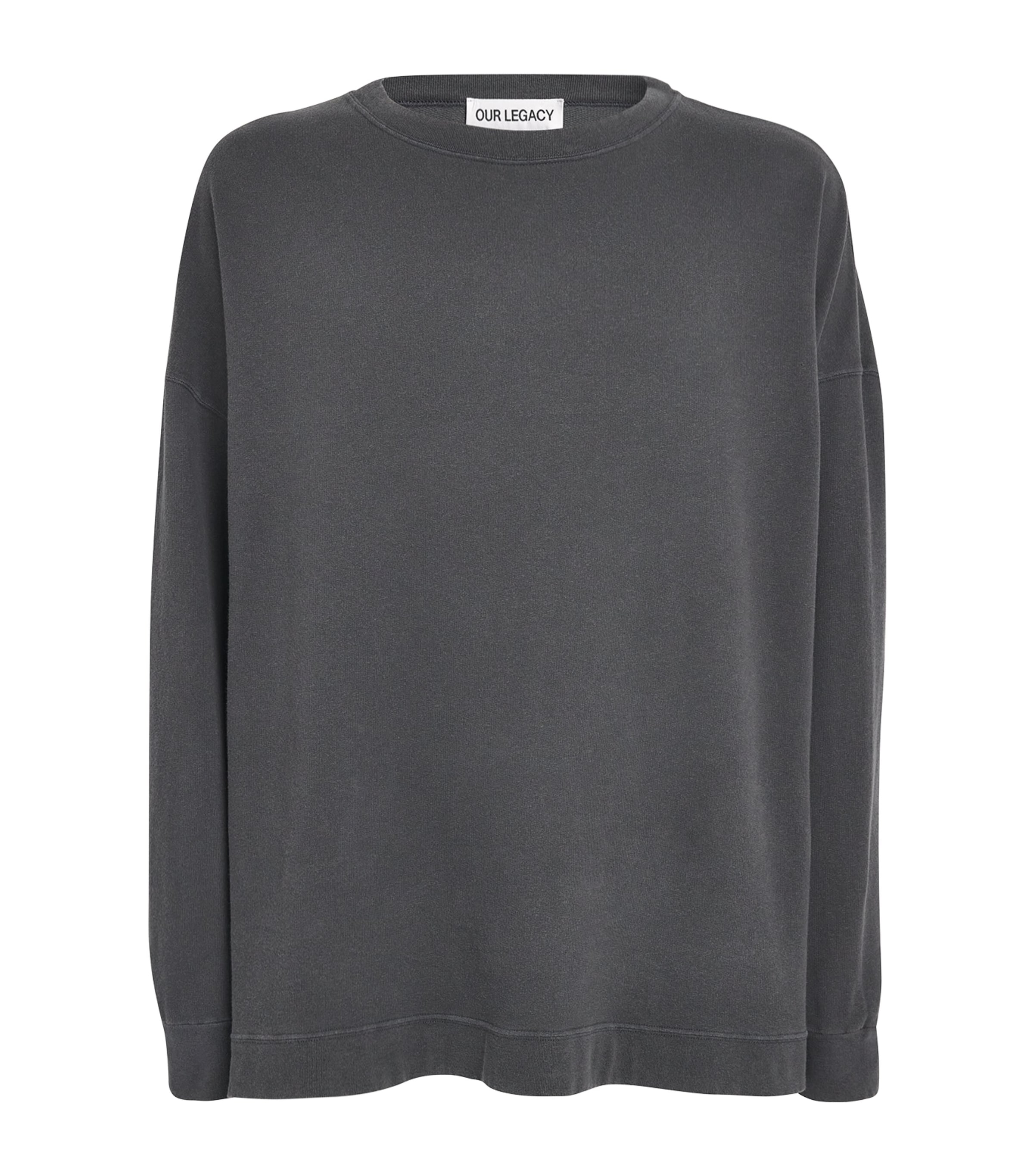 Our Legacy Mens Cotton-Linen-Blend Slack Sweatshirt Washed Blk Rgu Lopbk