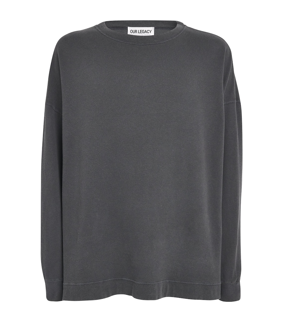 Our Legacy Mens Cotton-Linen-Blend Slack Sweatshirt Washed Blk Rgu Lopbk