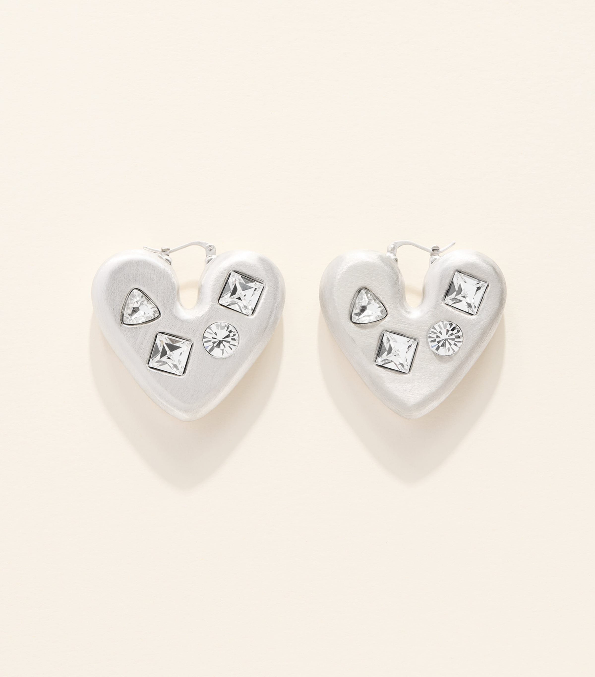 Jacquemus Crystal-Embellished Heart Earrings Silver / Crystal