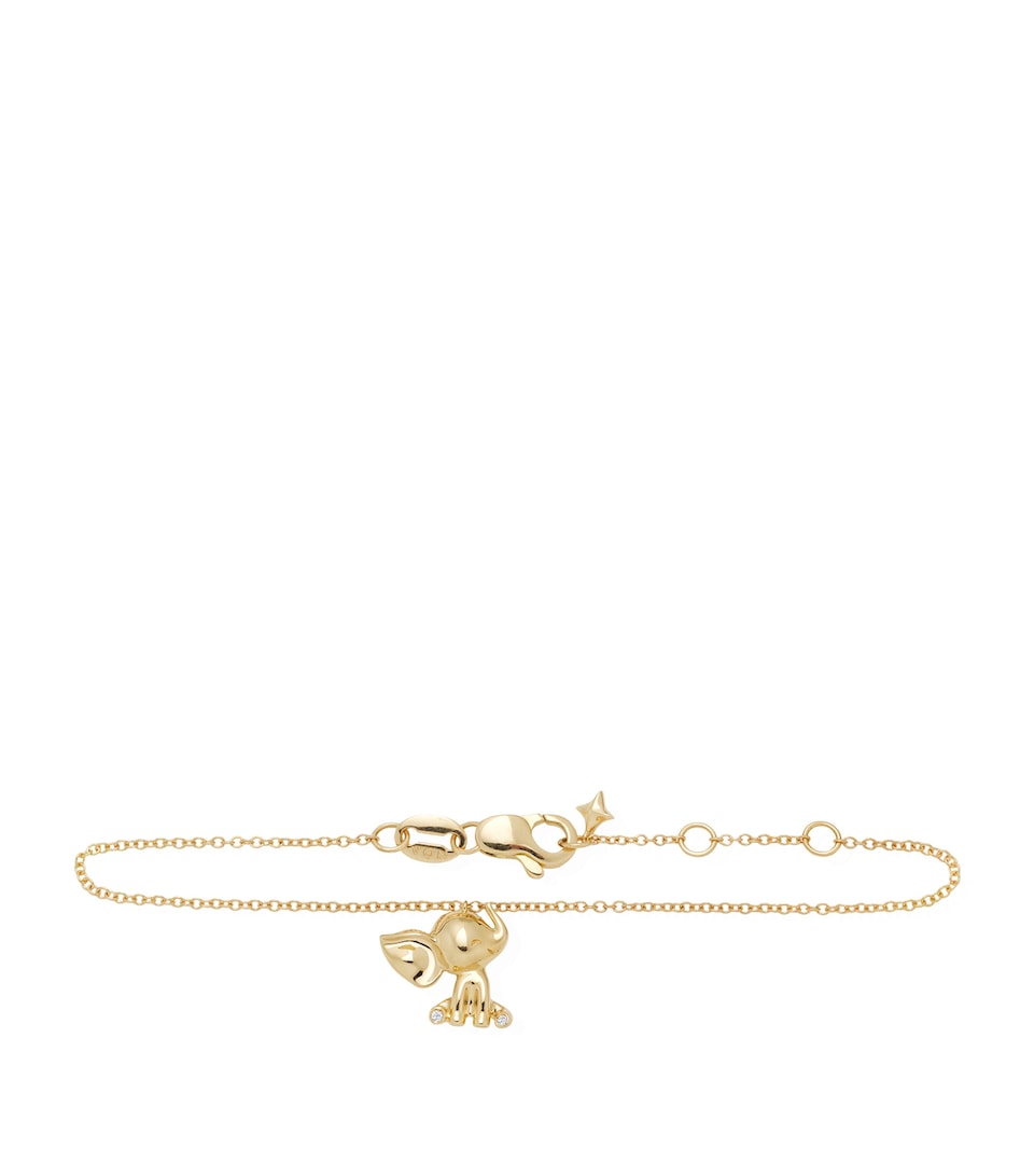 Yellow Gold and Diamond Elephant Bracelet