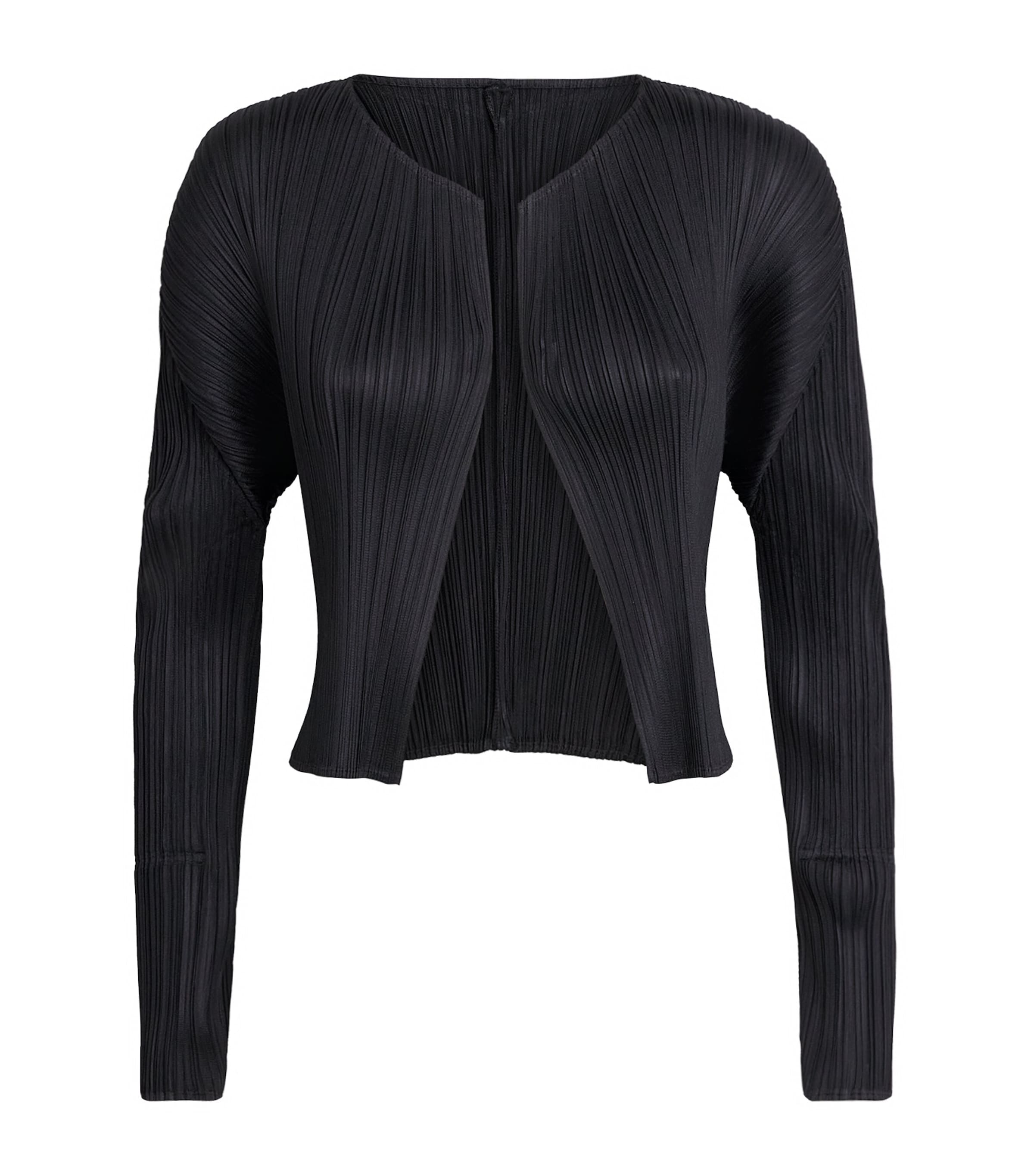 Pleats Please Issey Miyake Womens Monthly Colors September Pleated Cardigan Black