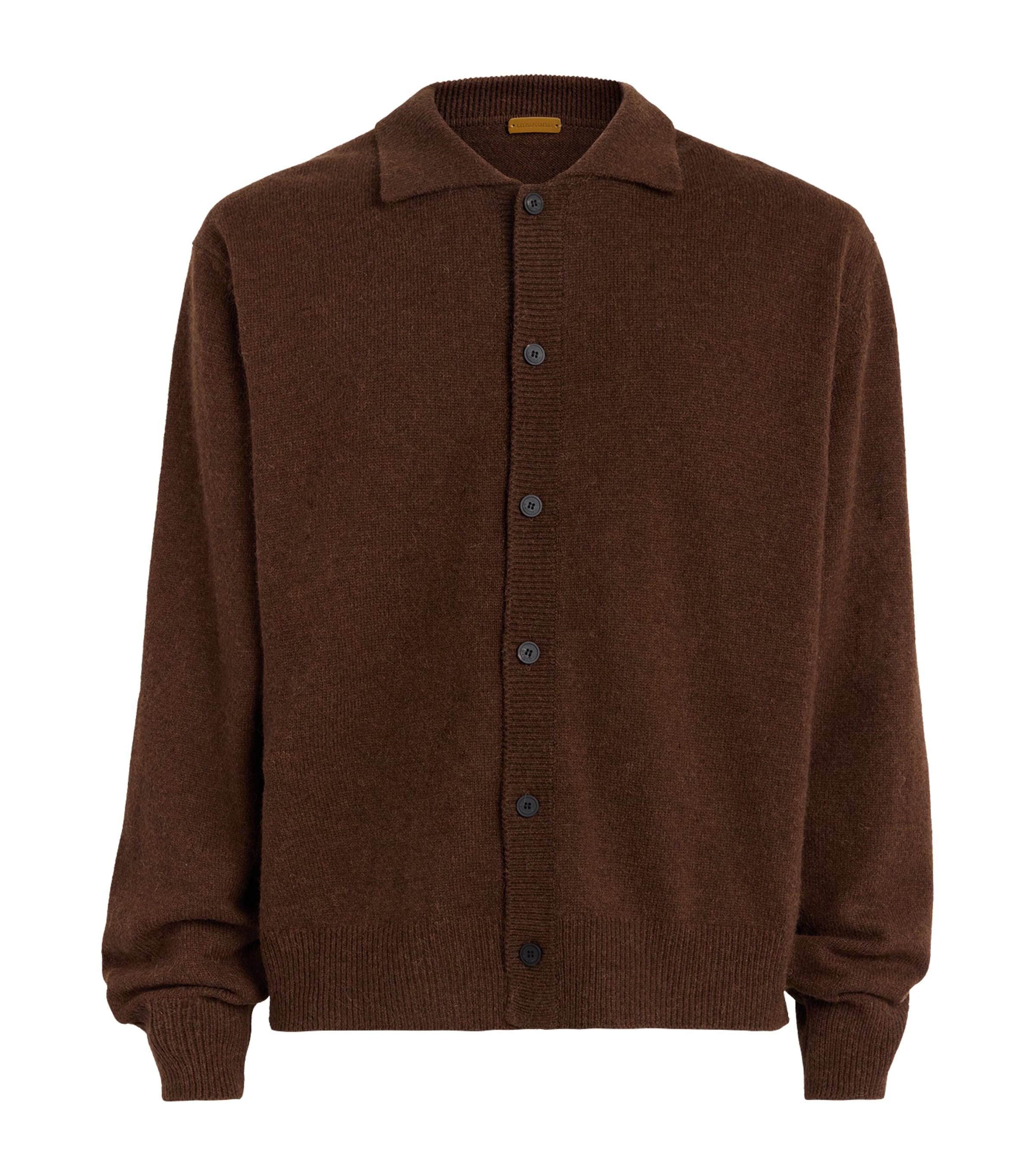 Le 17 Septembre Mens Wool-Alpaca Collar Cardigan Brown
