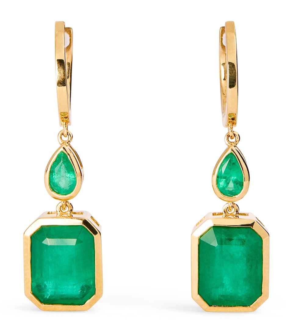 Yellow Gold and Emerald Drop Earrings