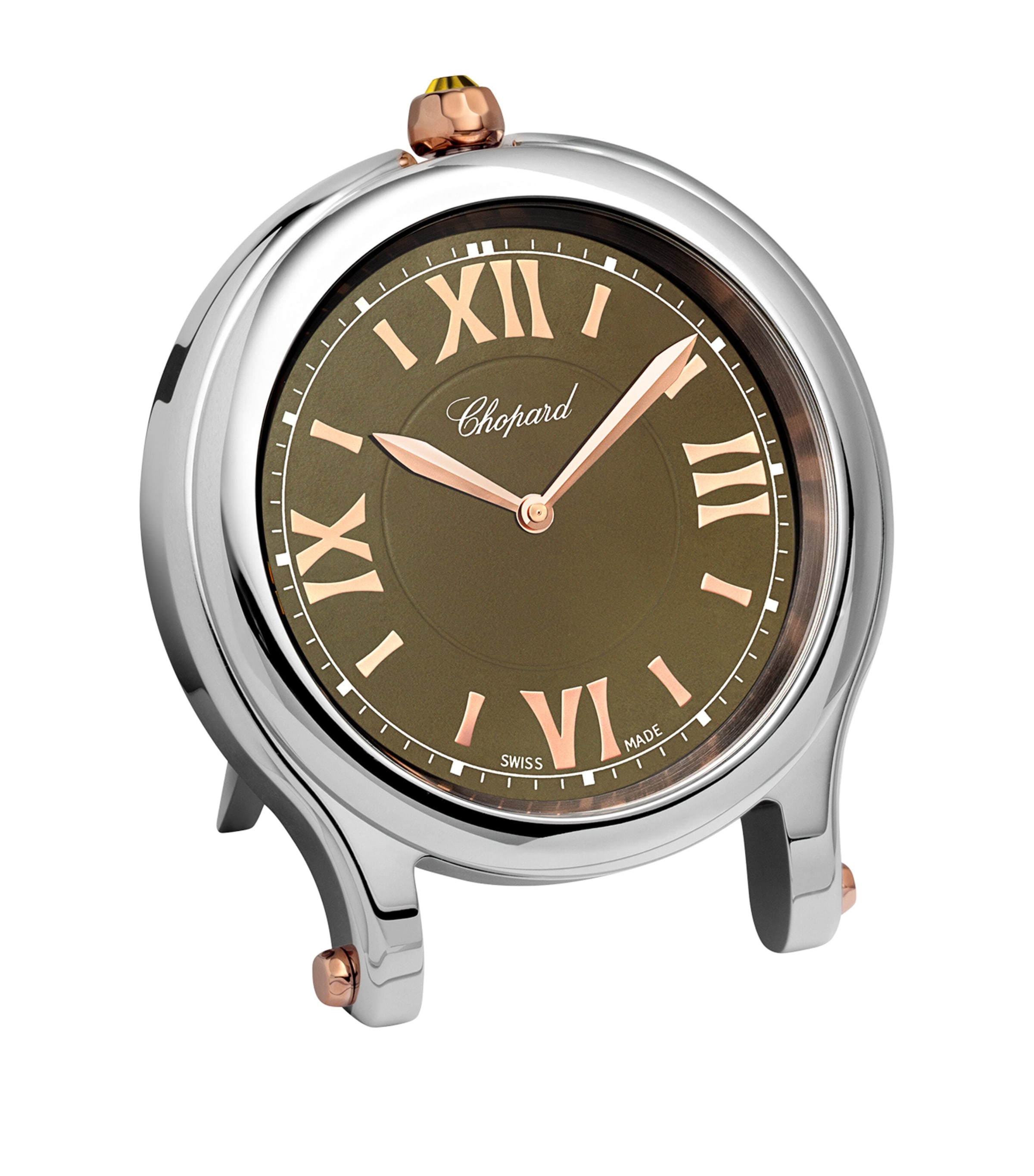 Chopard Stainless Steel Happy Sport Table Clock Khaki Green