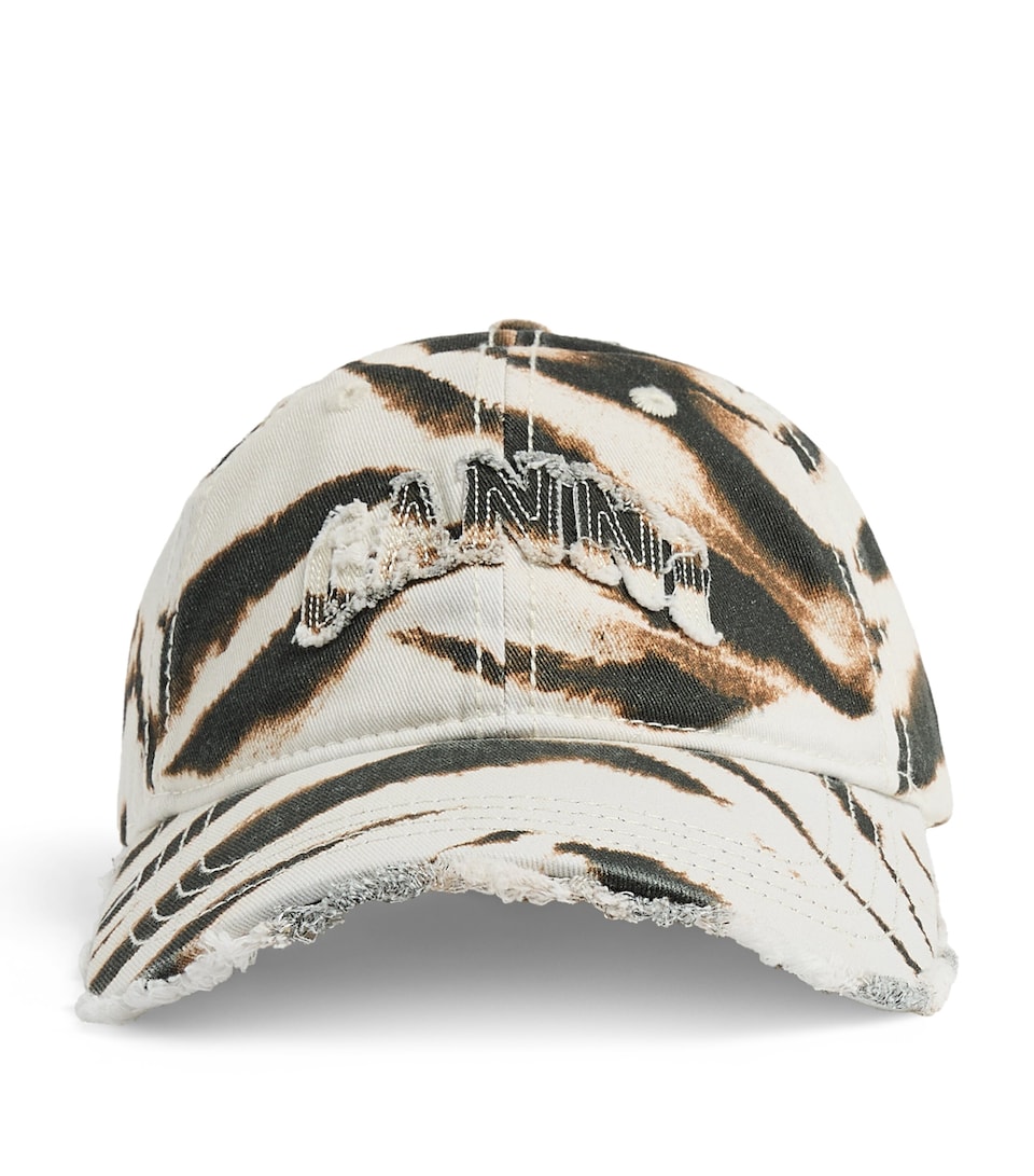 GANNI Organic Canvas Zebra Baseball Cap Egret