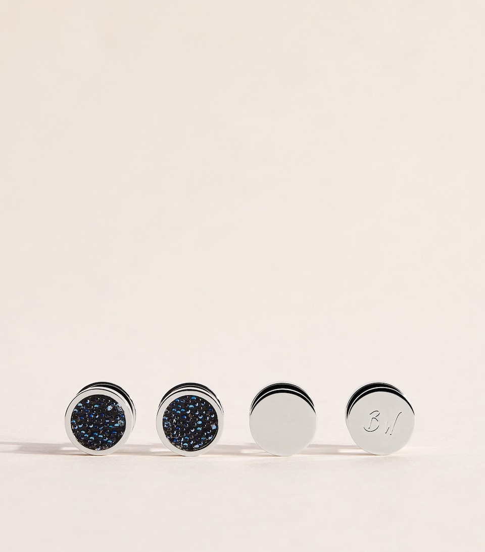 Babette Wasserman Crystal-Embellished Moondust Cufflinks Blue