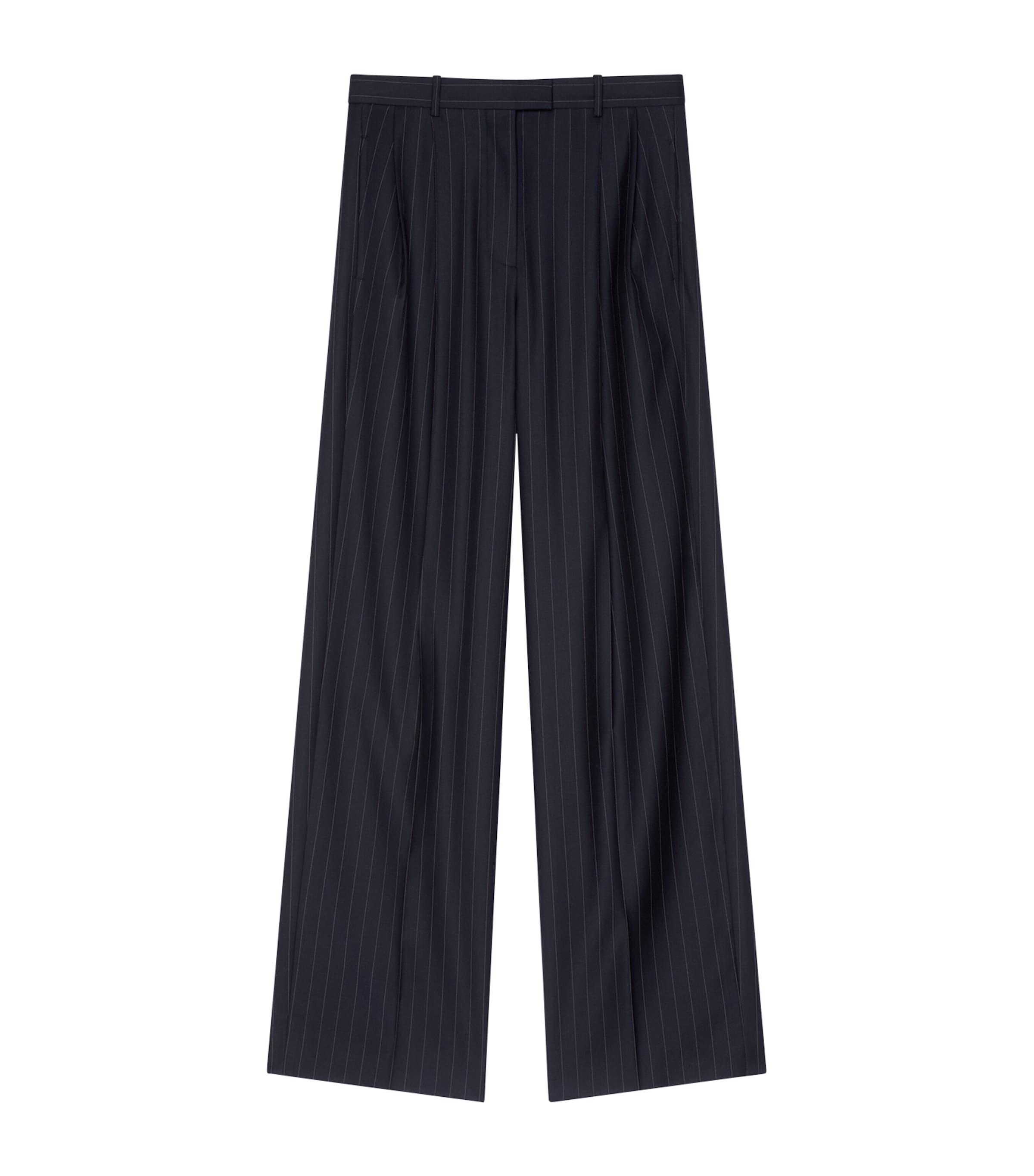 Givenchy Womens Wool Stripe Wide-Leg Trousers