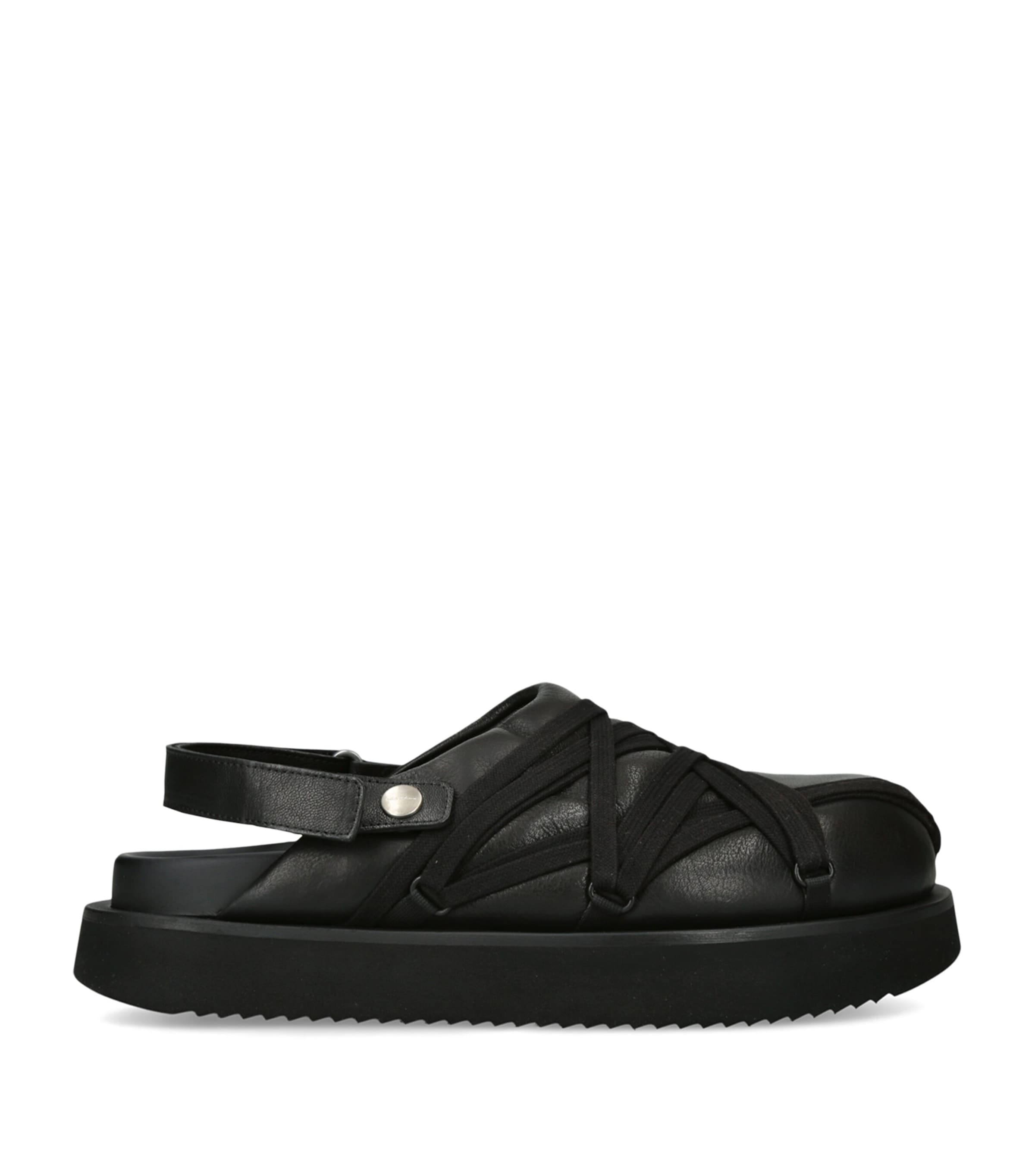 Rick Owens Leather Padded Megalace Mules Black