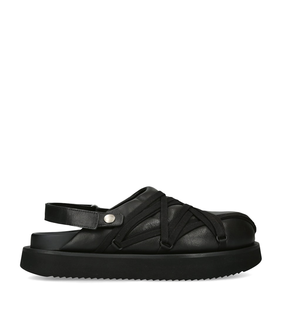 Rick Owens Leather Padded Megalace Mules Black