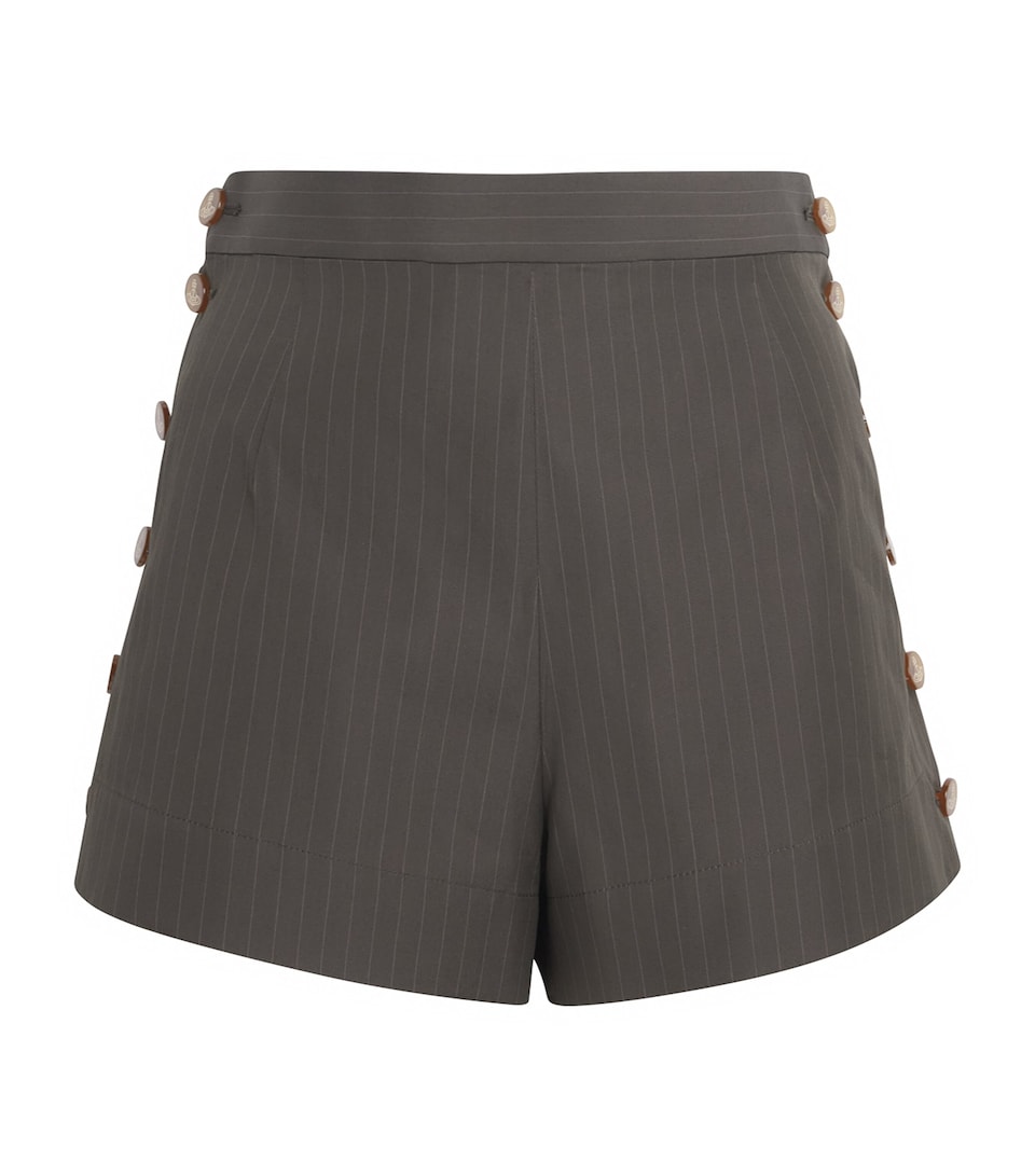 Vivienne Westwood Womens Cotton Pinstripe Elle Shorts Dark Khaki