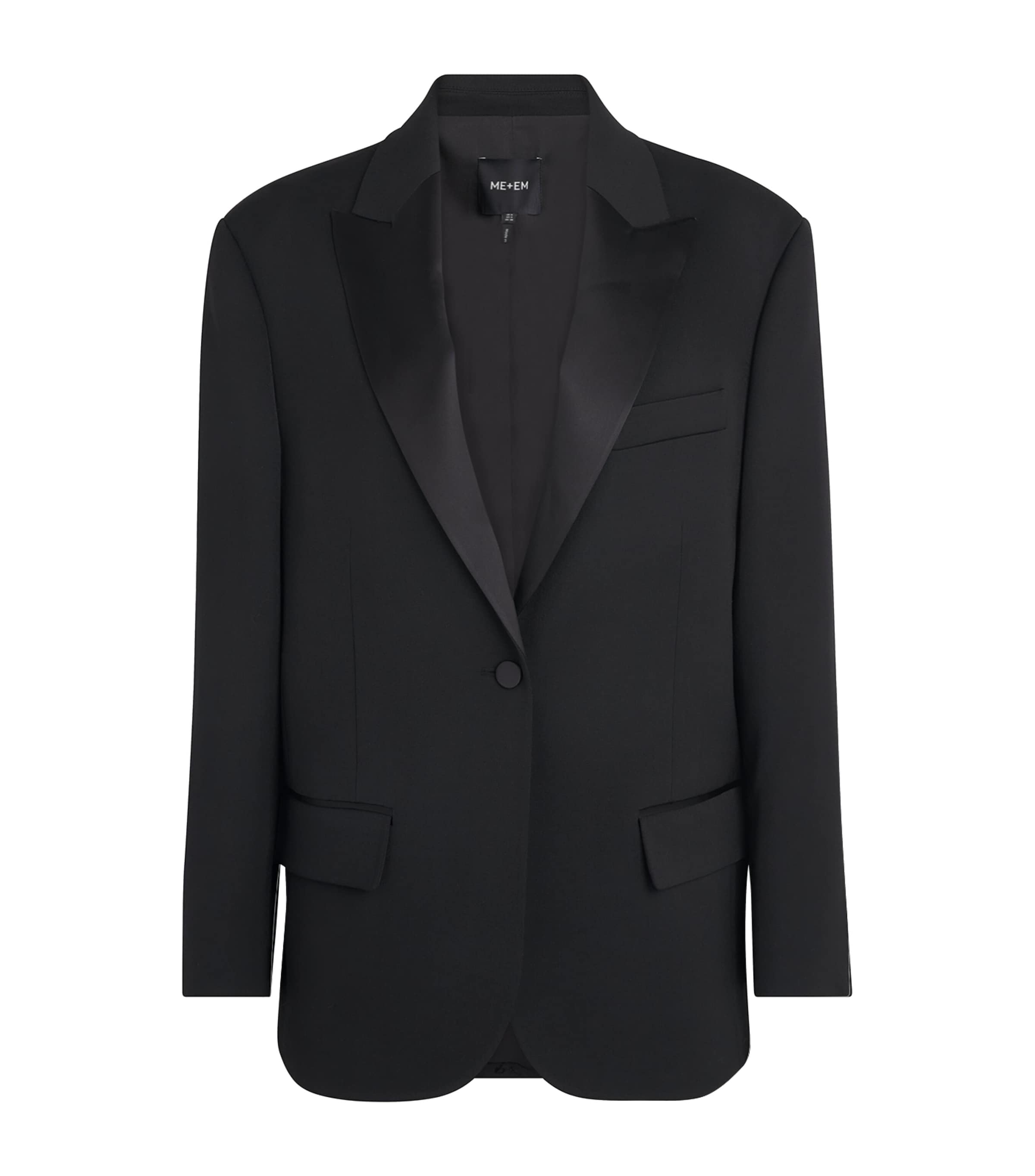 ME+EM Womens Wool-Blend Contour Tux Blazer Black