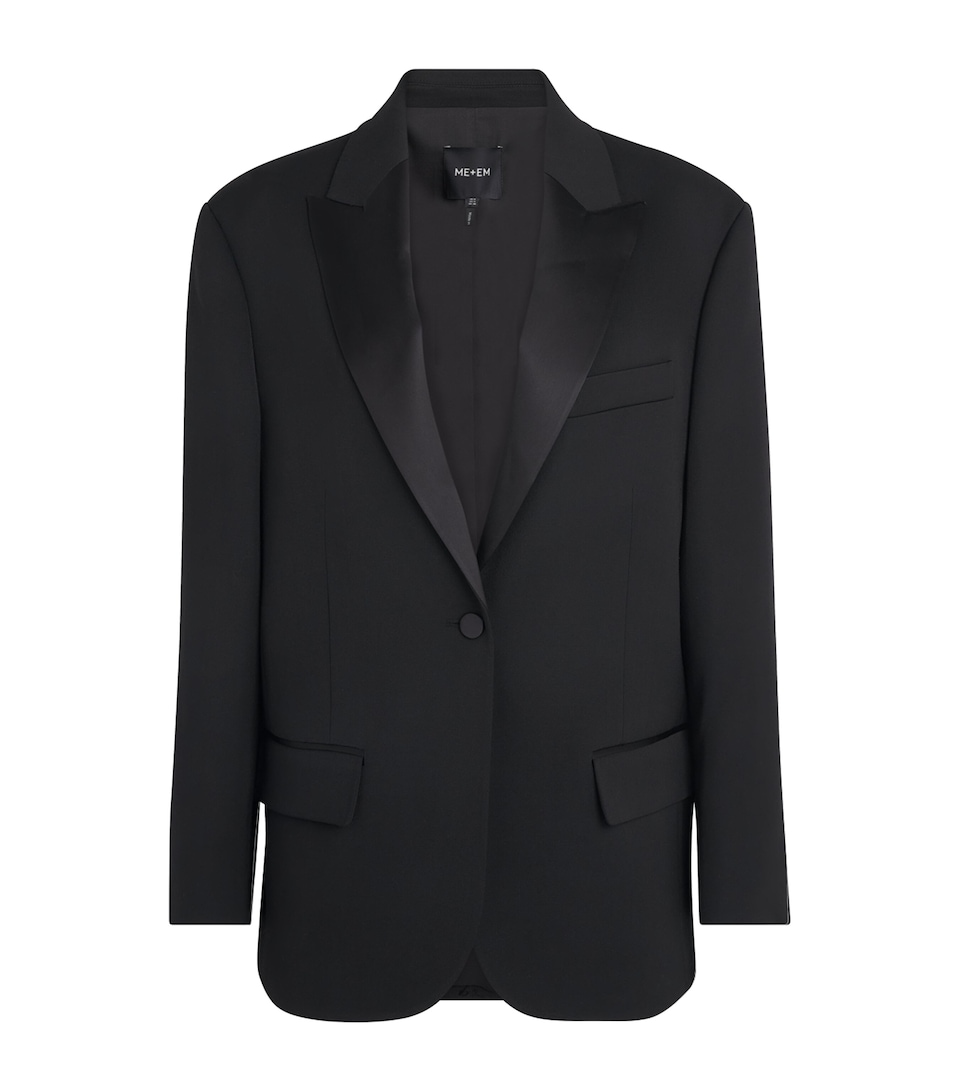 ME+EM Womens Wool-Blend Contour Tux Blazer Black