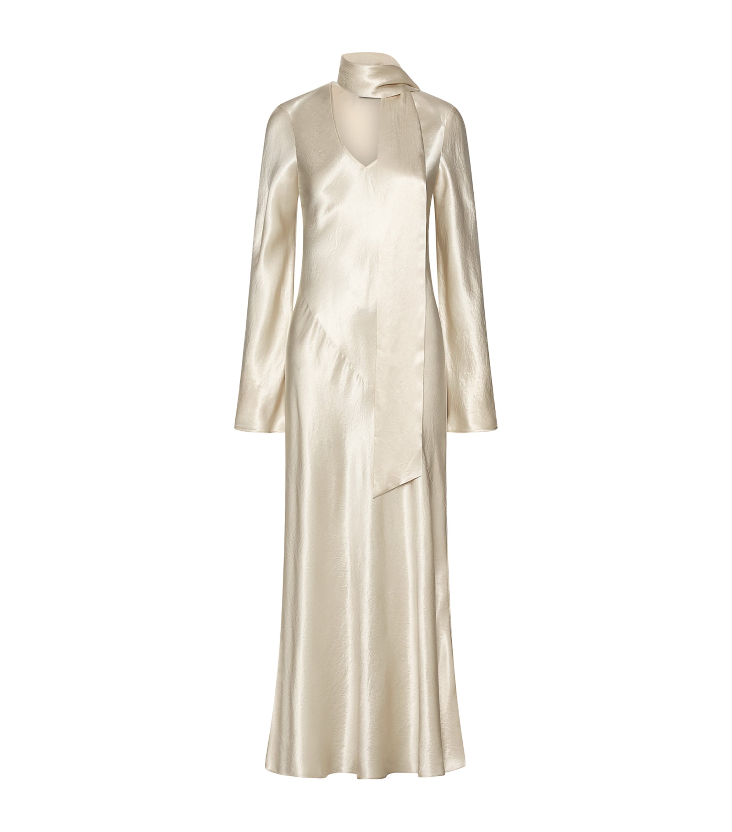 Marella Womens Satin Scarf-Detail Maxi Dress Wool White