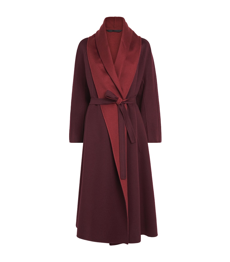 Max Mara Womens Cashmere Reversible Foulard Coat Bordeaux