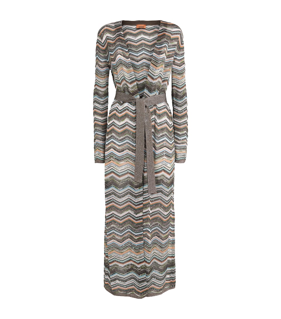 Missoni Womens Zigzag Metallic Longline Cardigan Smspo Mltclr W Bk,bn