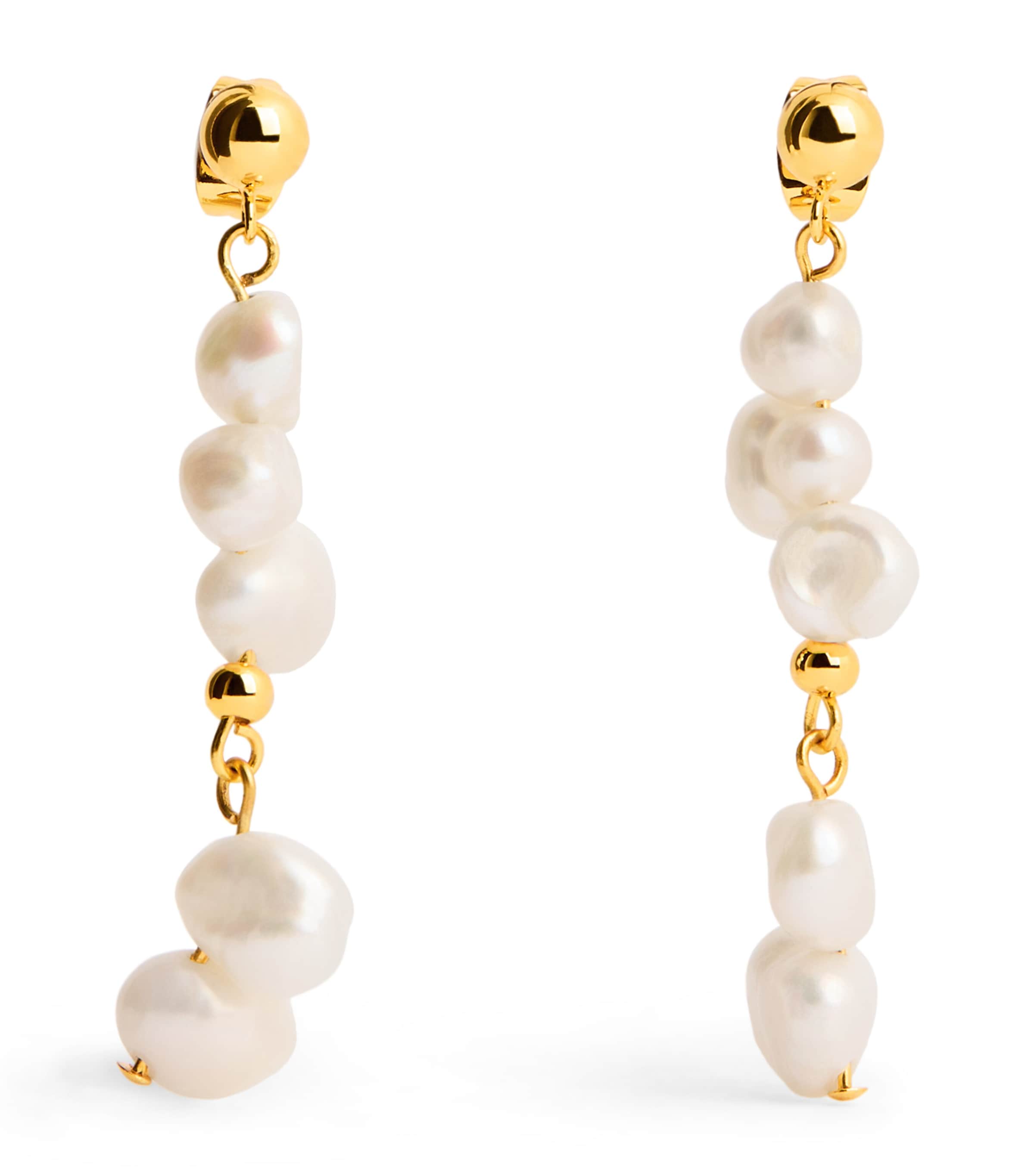 Gold-Plated Pearly Drop Earrings