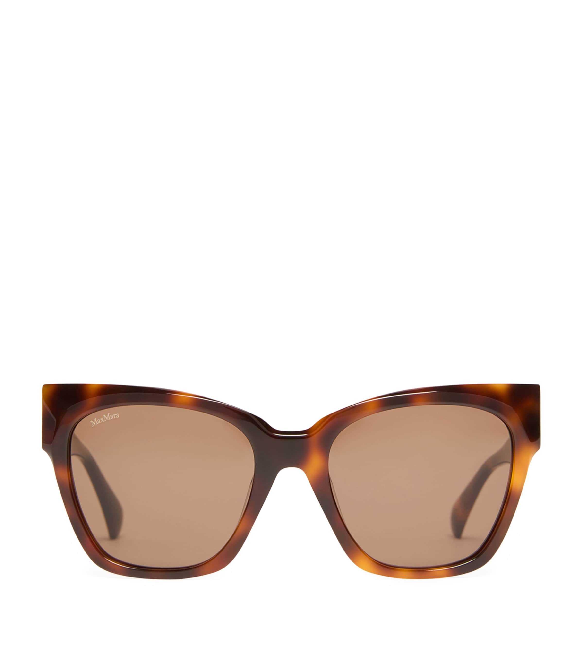 Max Mara Acetate Tortoiseshell Butterfly Sunglasses Tawny Bronze Brown
