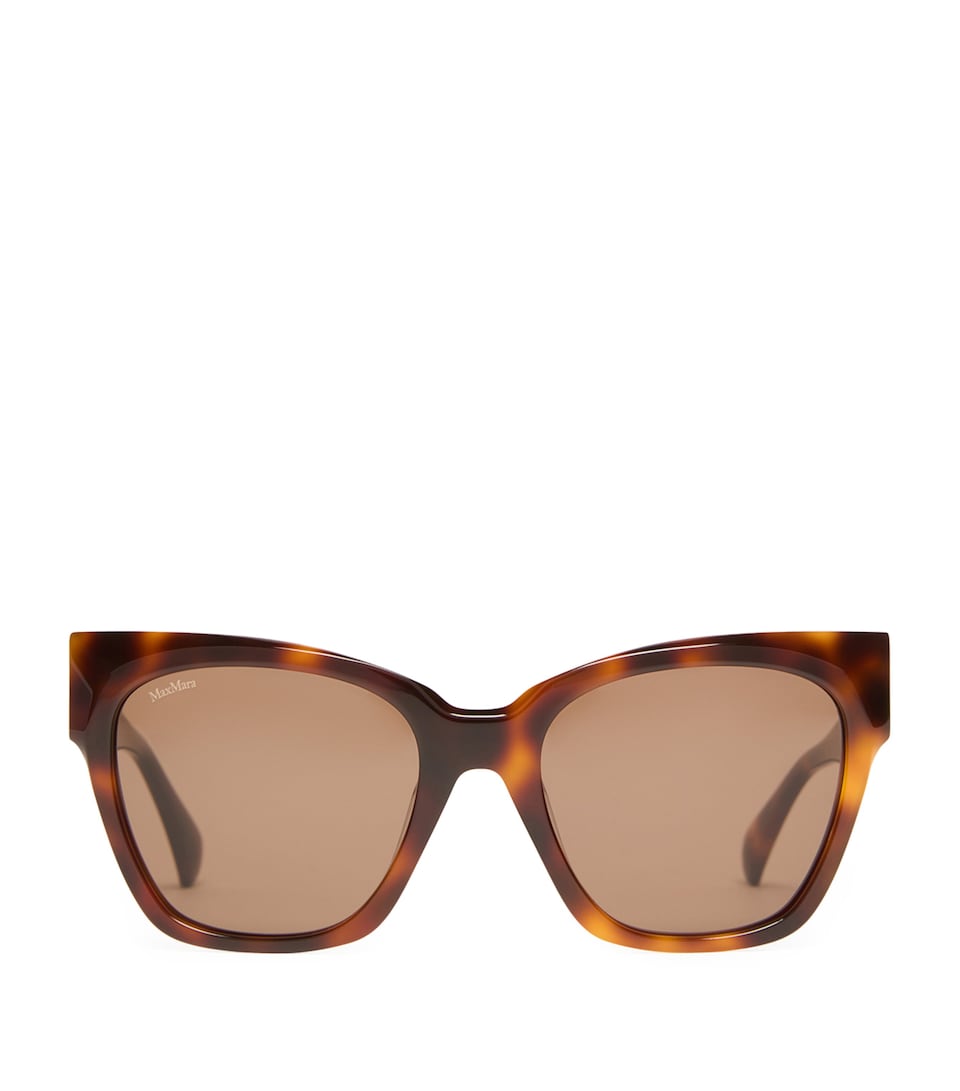 Max Mara Acetate Tortoiseshell Butterfly Sunglasses Tawny Bronze Brown