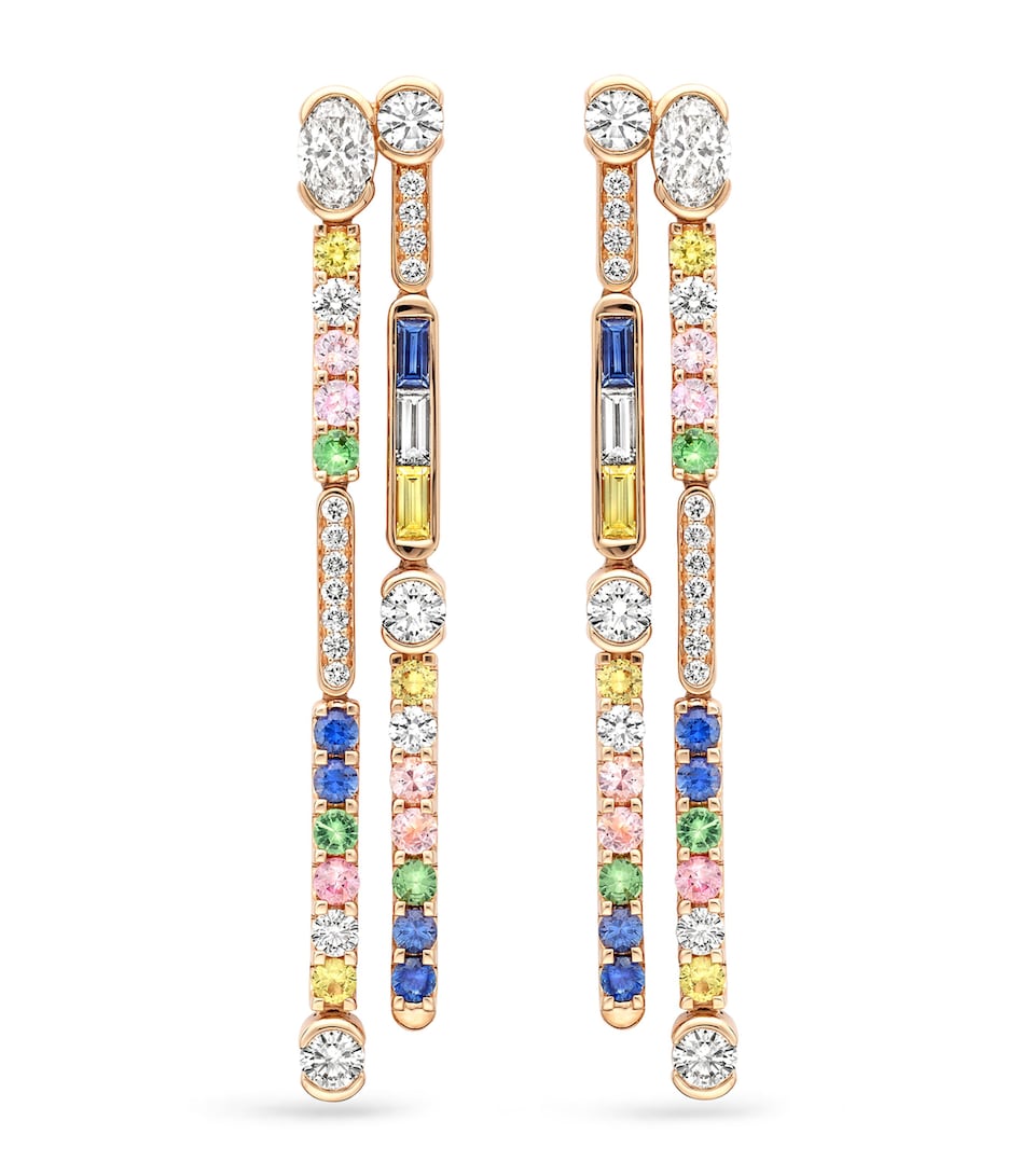 Rose Gold, Diamond, Sapphire and Tsavorite Play of Light Drop Earrings