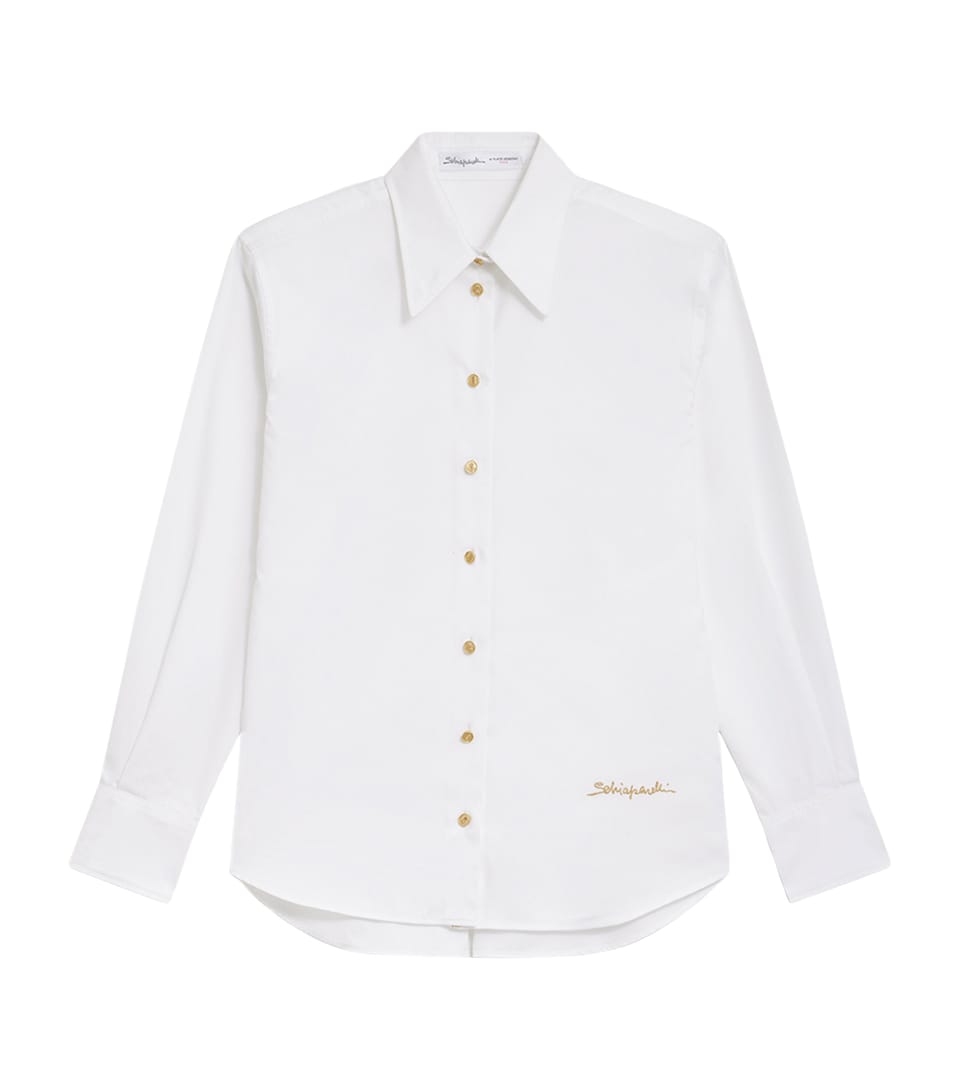 Schiaparelli Womens Cotton Measuring Tape Shirt White