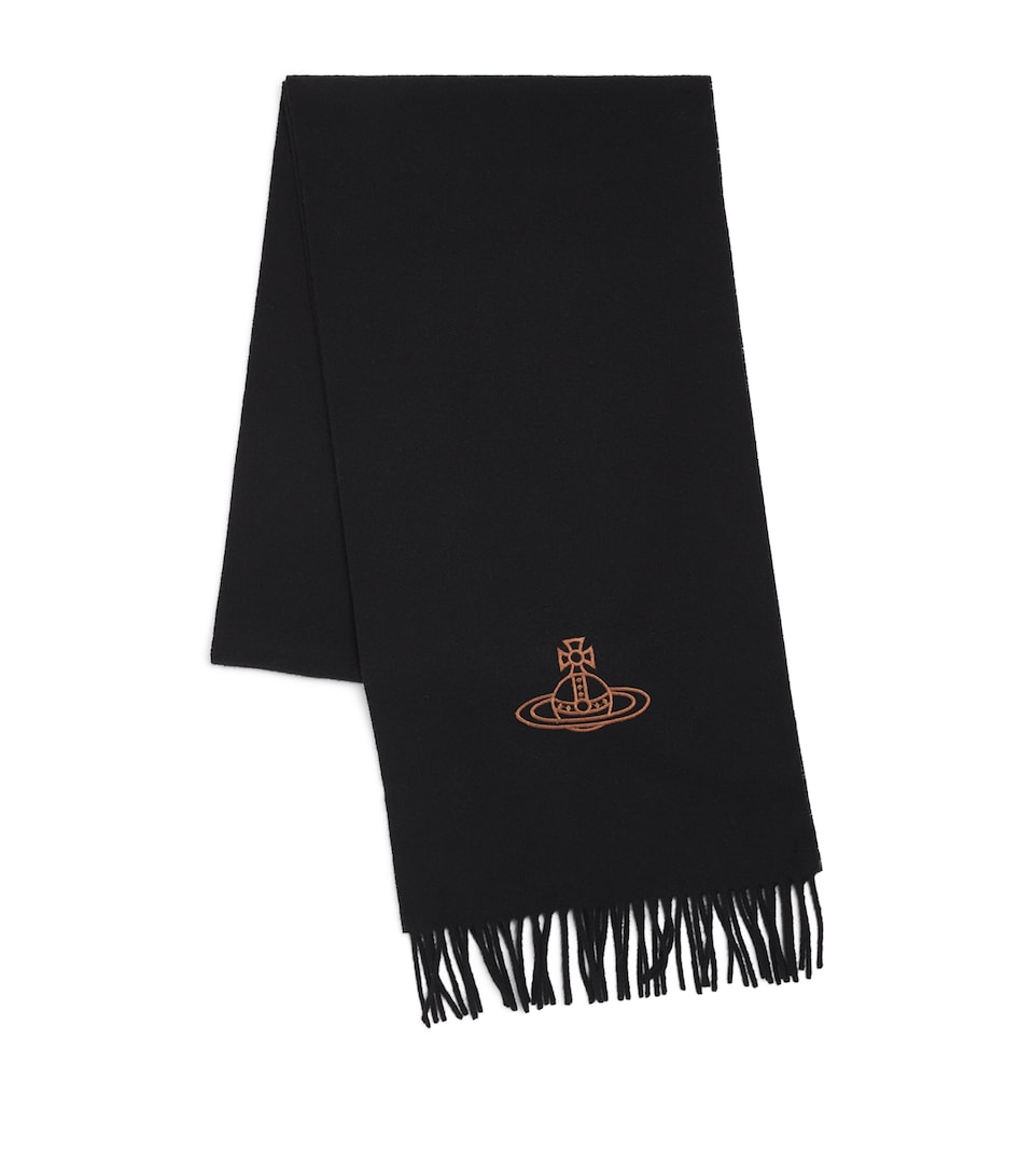 Vivienne Westwood Wool Embroidered Orb Scarf Black