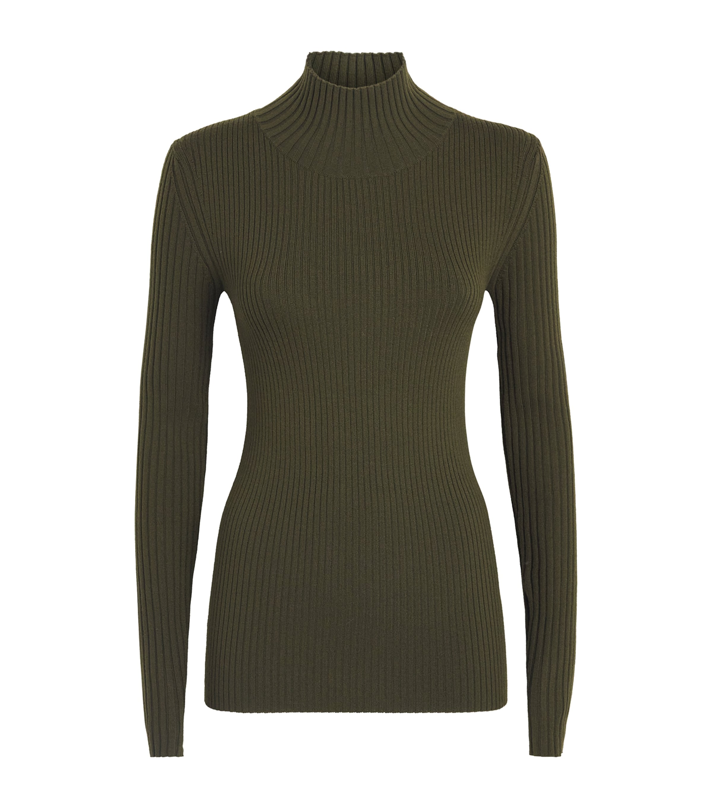 Victoria Beckham Womens Merino Wool-Blend Ribbed Sweater Green