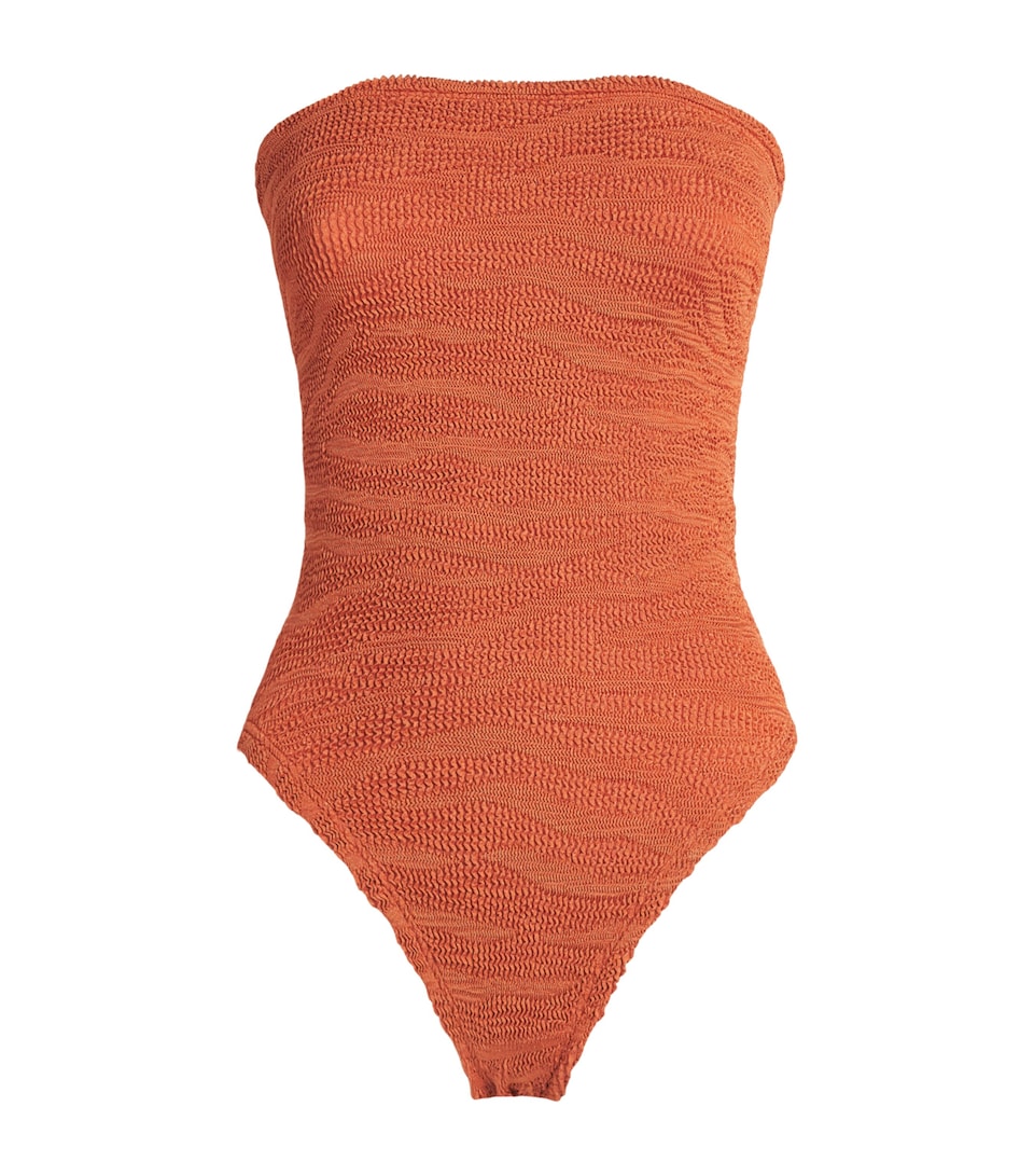 Hunza G Womens Strapless Audrey Swimsuit Metallic Terracotta
