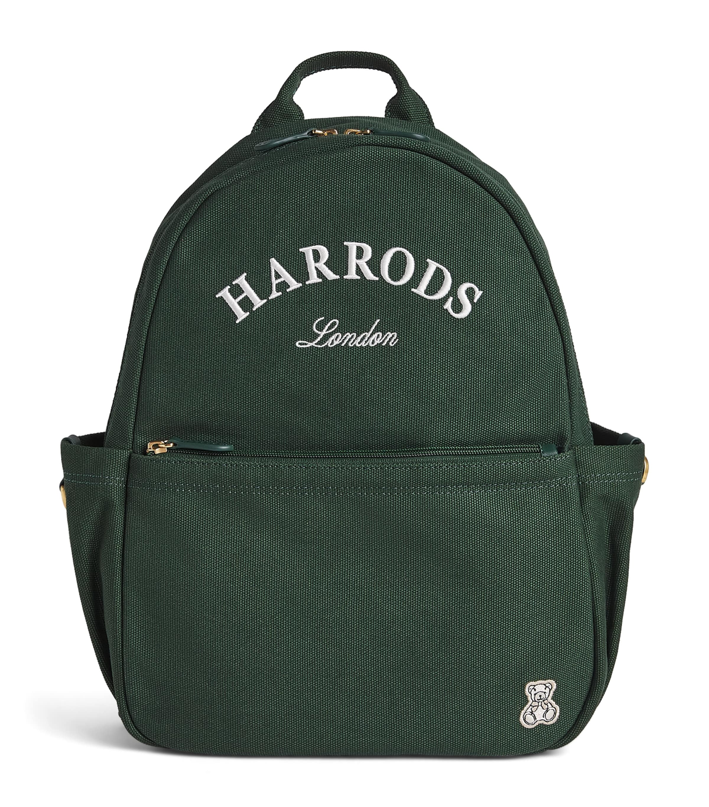 Harrods Cotton Embroidered Emblem Backpack Harrods Green