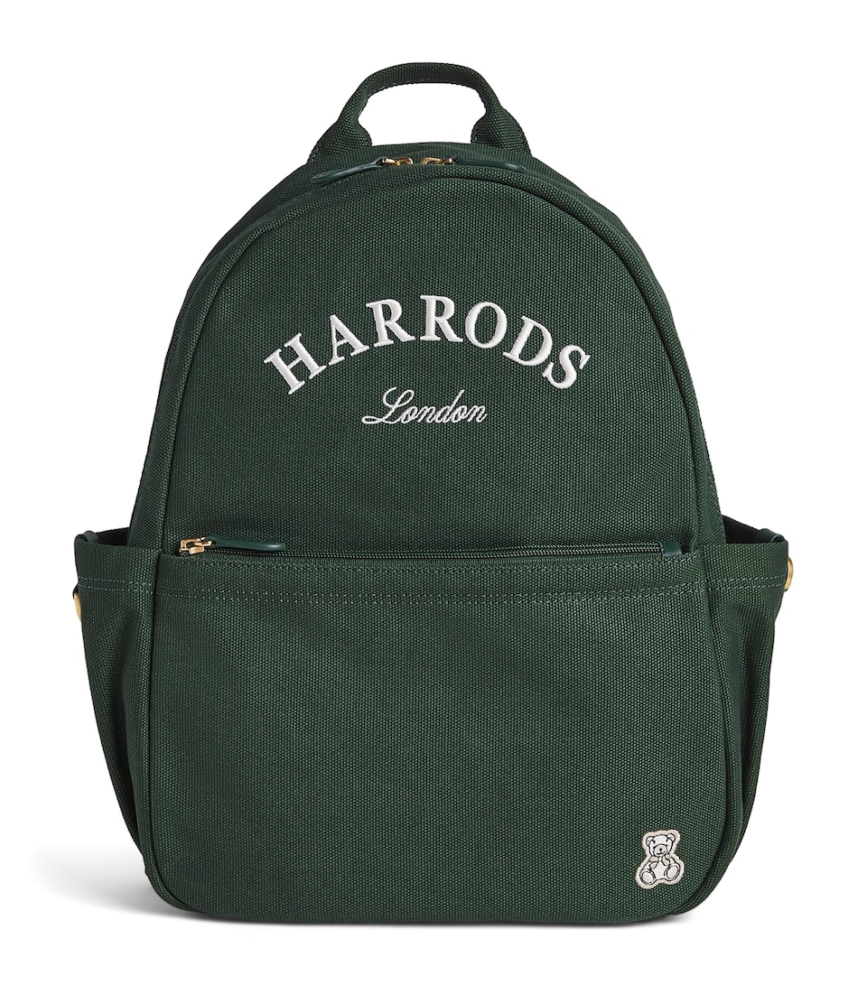 Harrods Cotton Embroidered Emblem Backpack Harrods Green