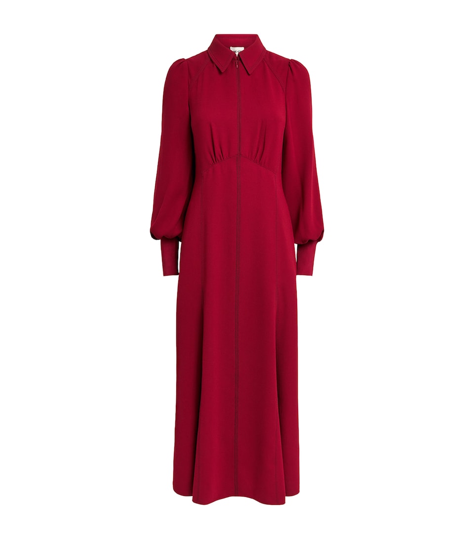 ME+EM Womens Crepe Balloon-Sleeve Maxi Dress Barolo Red