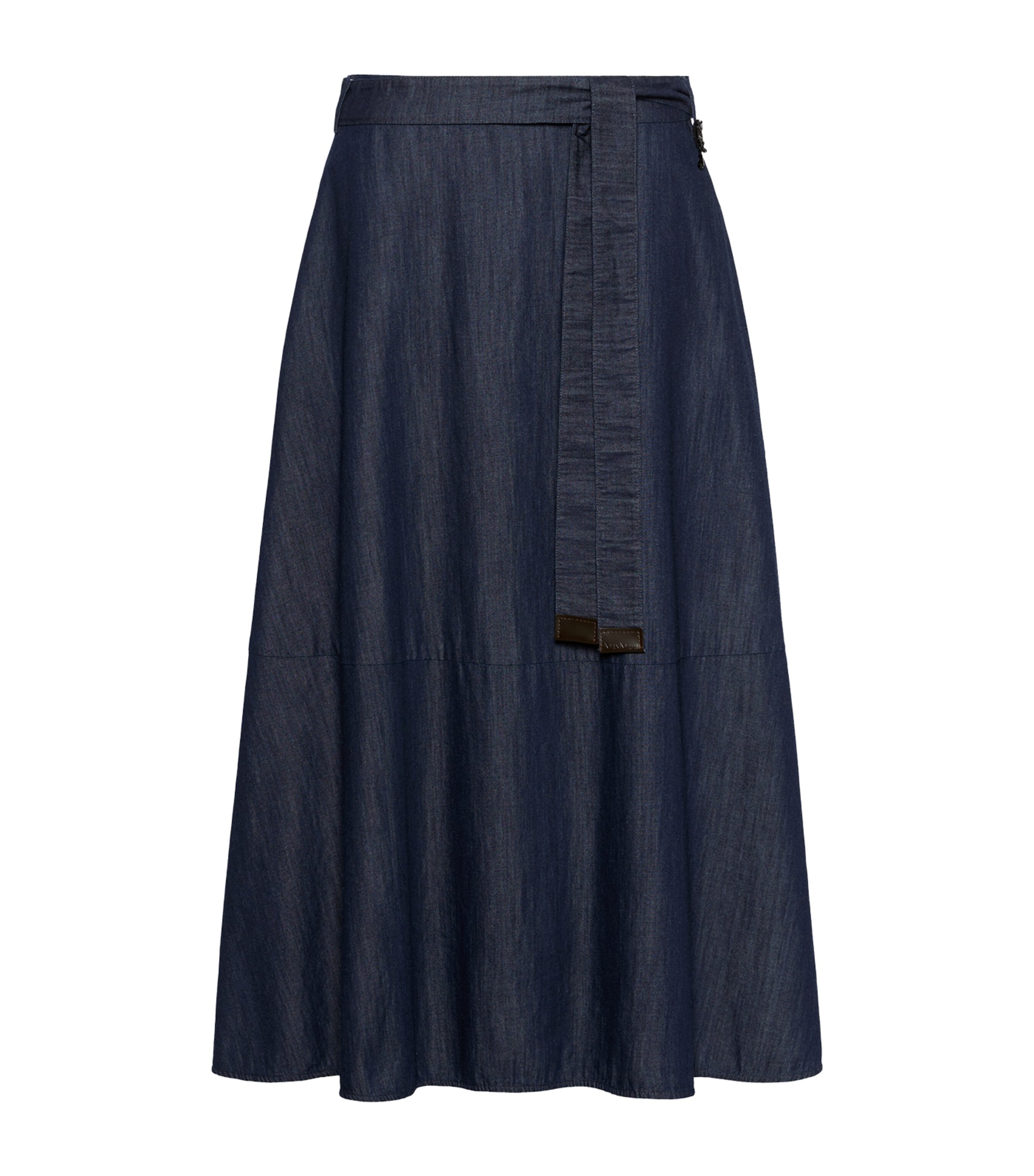 Max Mara Womens Belted Denim Midi Skirt Midnightblue