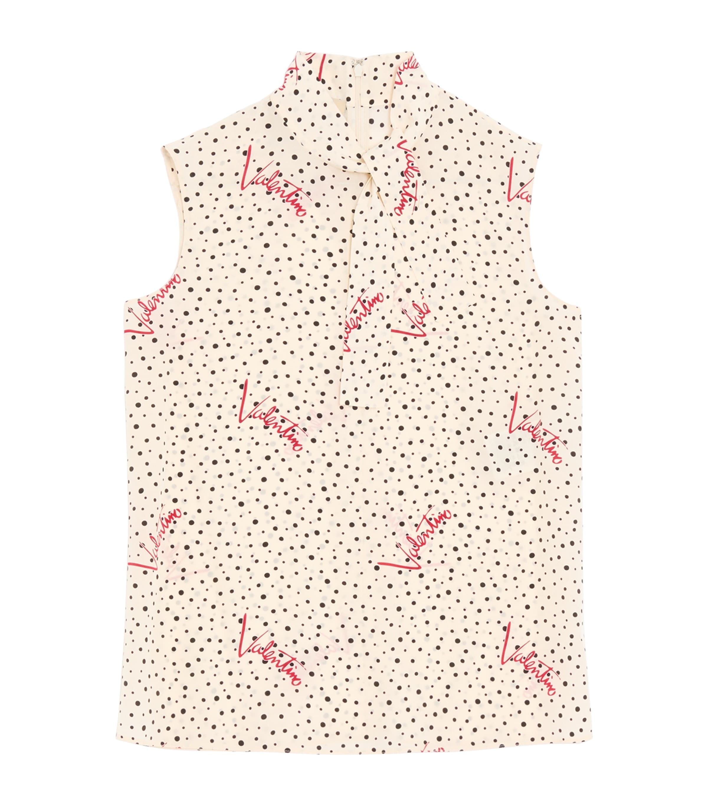 Valentino Womens Silk Plus De Pois Sleeveless Blouse