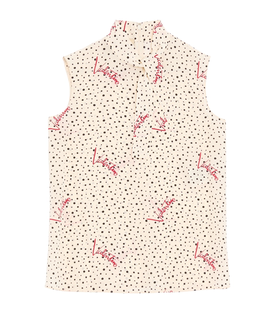 Valentino Womens Silk Plus De Pois Sleeveless Blouse