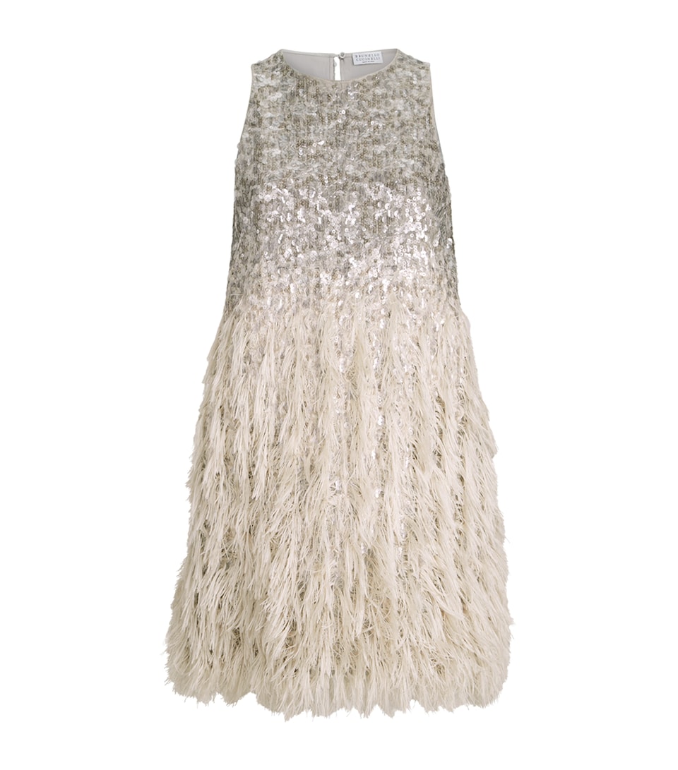 Brunello Cucinelli Womens Sequin-Embellished Dégradé Mini Dress