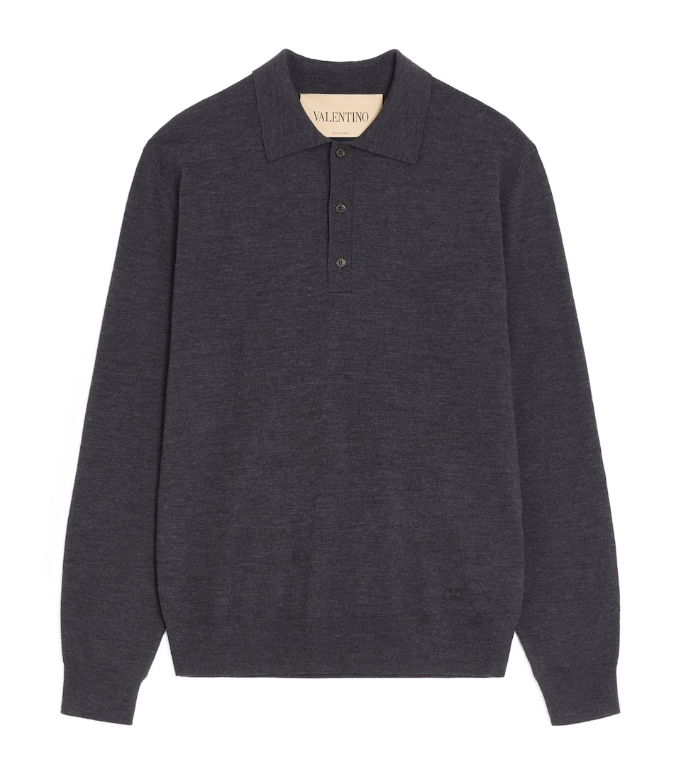 Valentino Mens Virgin Wool VLogo Signature Polo Shirt