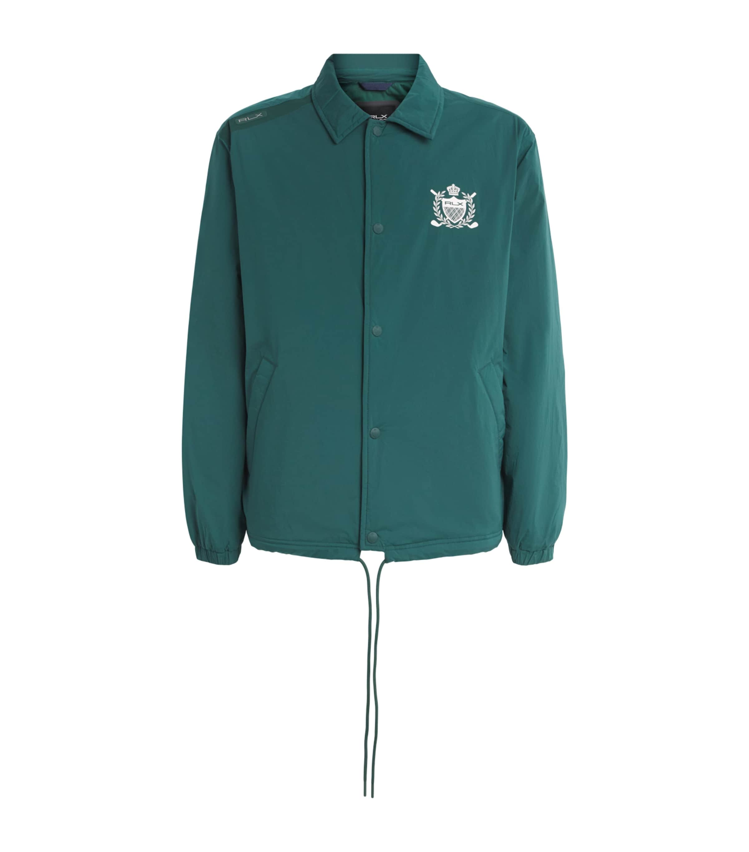 RLX Ralph Lauren Mens Logo Print Windbreaker Jacket Moss Agate