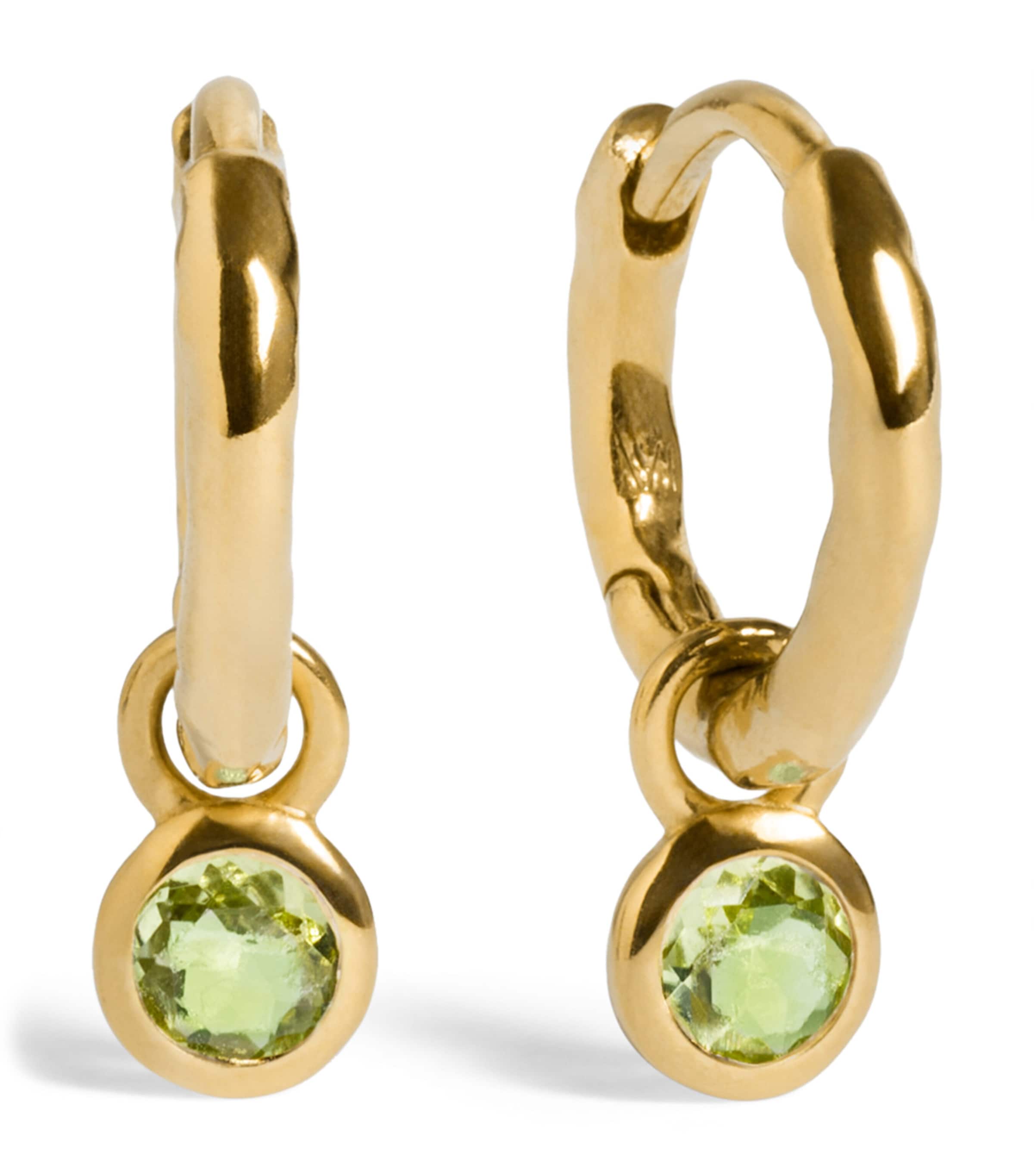 Monica Vinader Gold Vermeil and Peridot August Birthstone Huggie Earrings Peridot