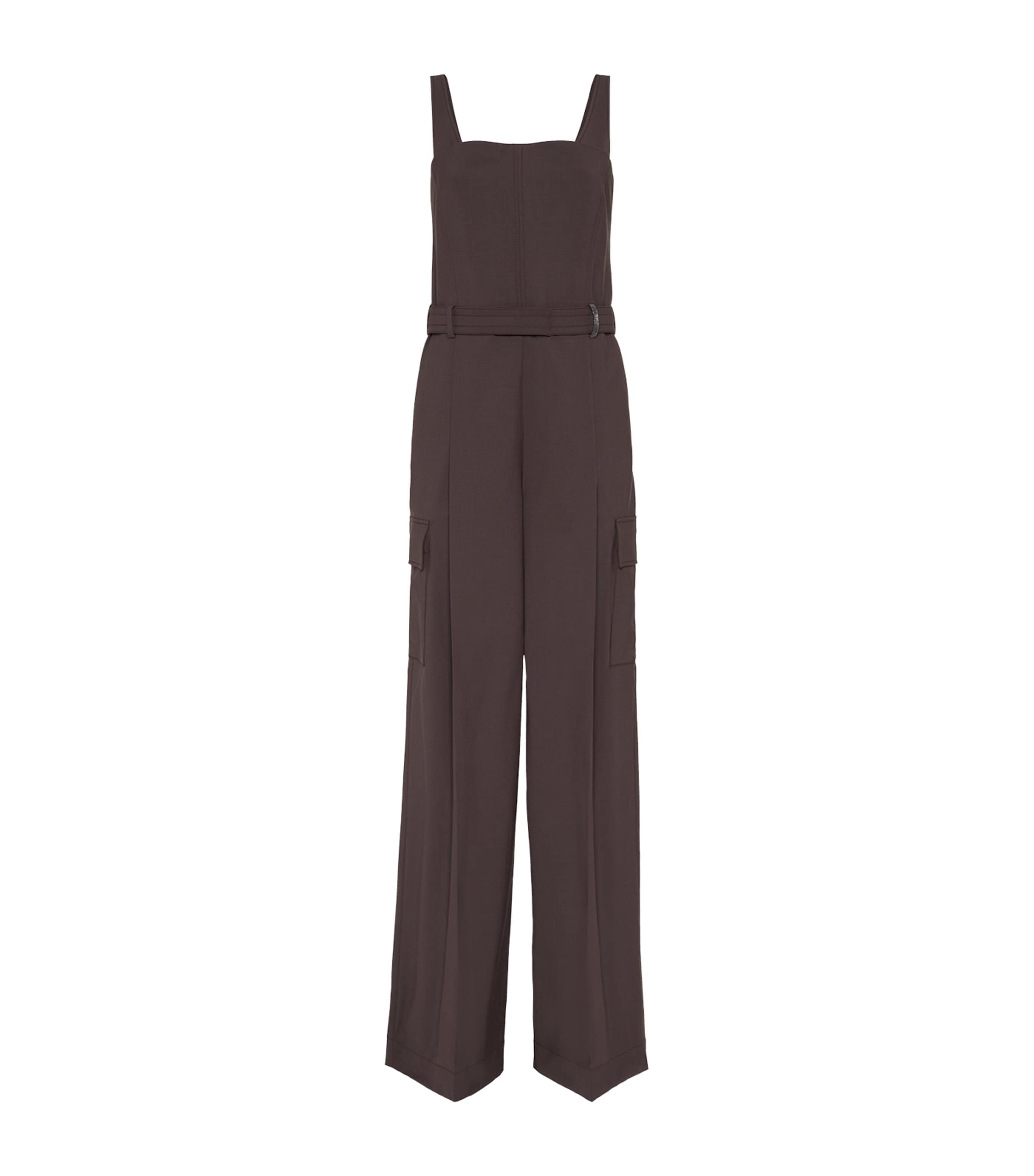 Virgin Wool-Blend Belted Jumpsuit