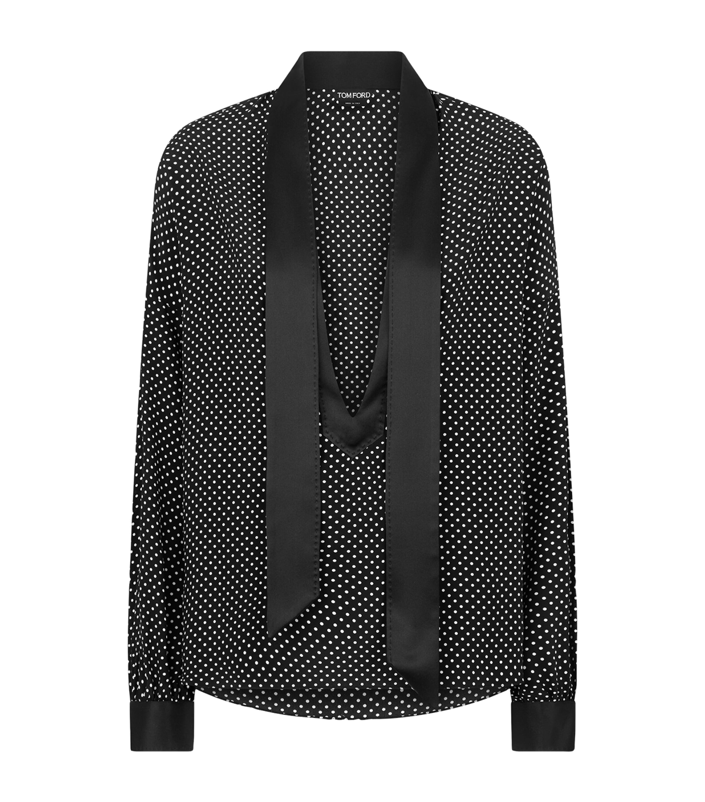 TOM FORD Womens Silk Polka Dot Tuxedo Lavallière Shirt Nwg