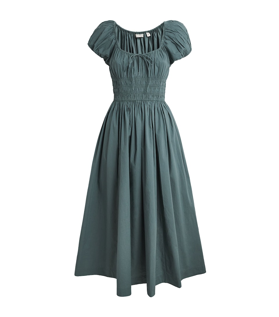 DÔEN Womens Organic Cotton Quinn Midi Dress Lagoon