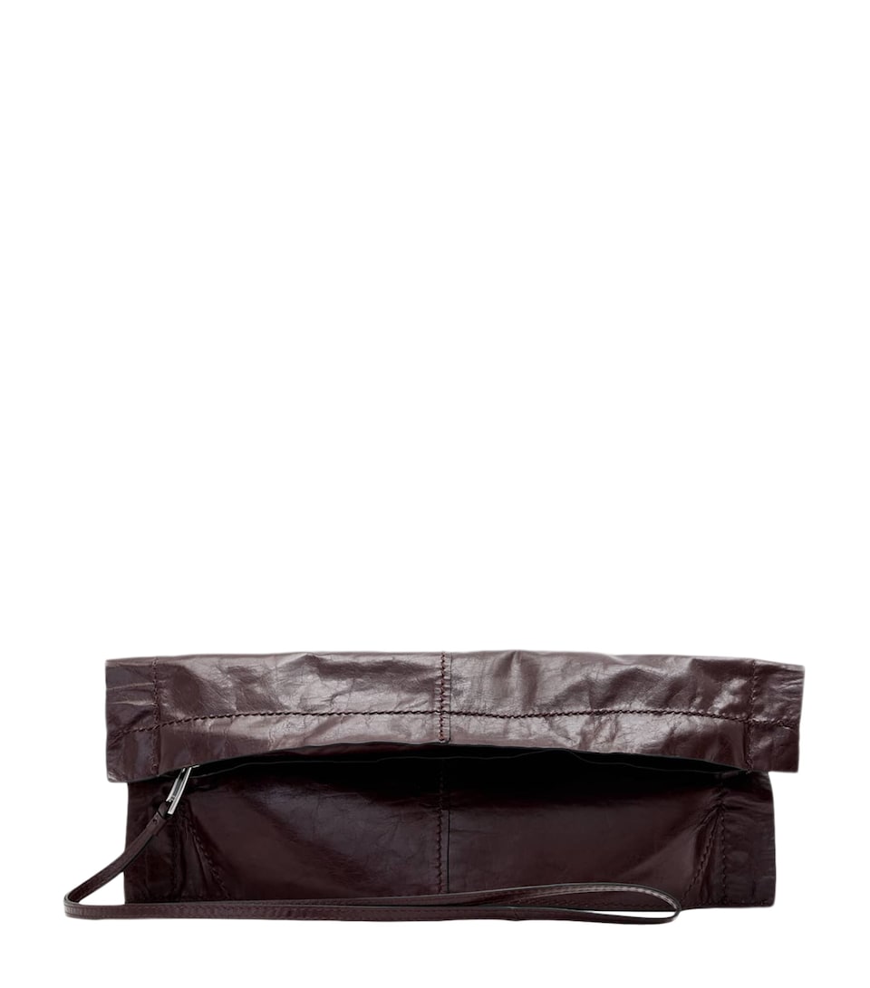 AllSaints Leather Lutece Clutch Bag Burgundy Red