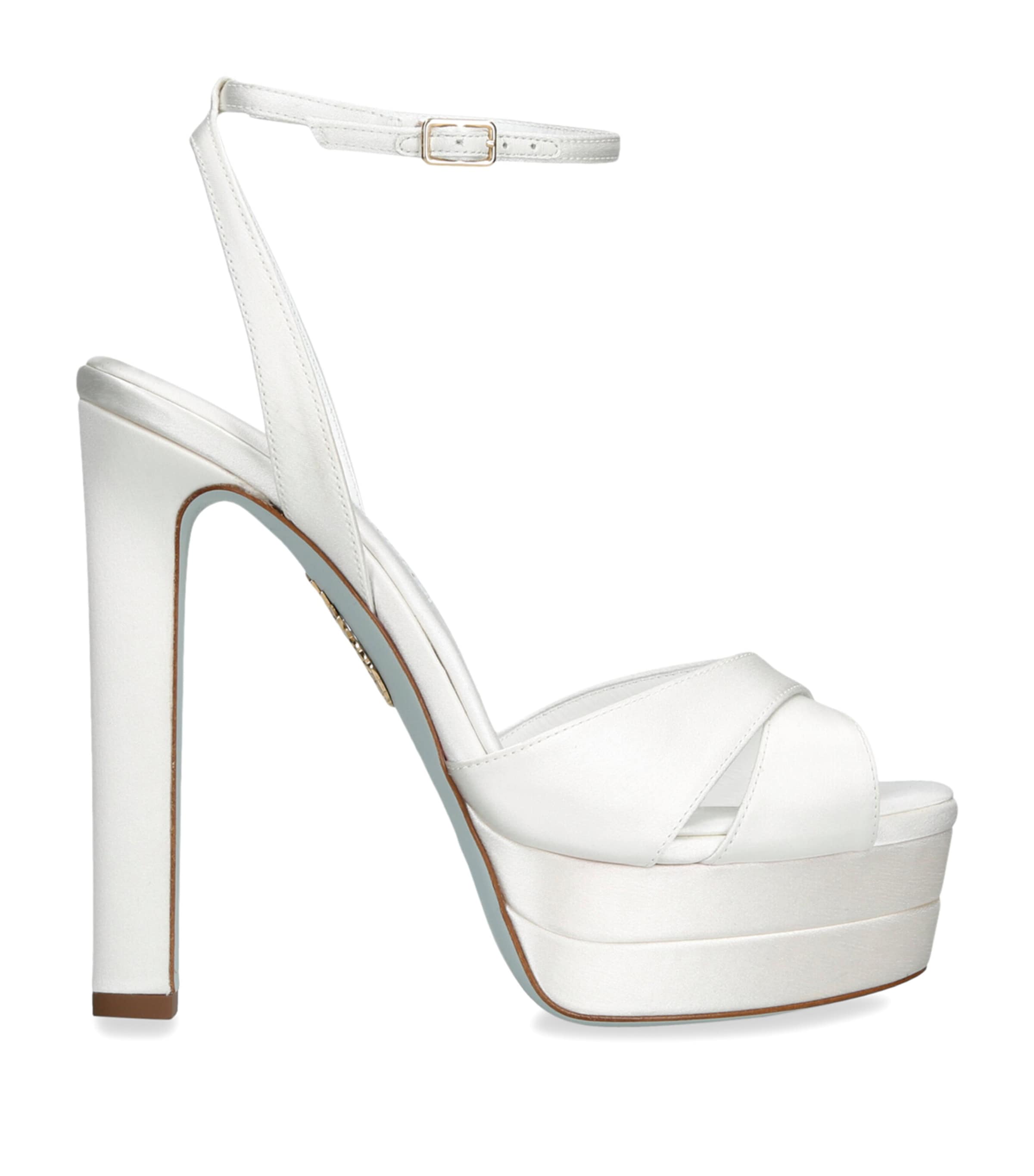 Aquazzura Satin Divine Plateau Sandals 130 White