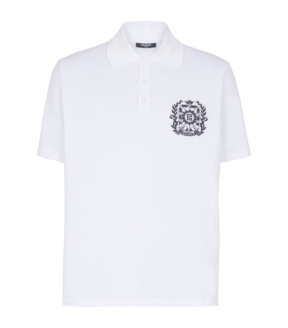 Cotton Crest Print Polo Shirt