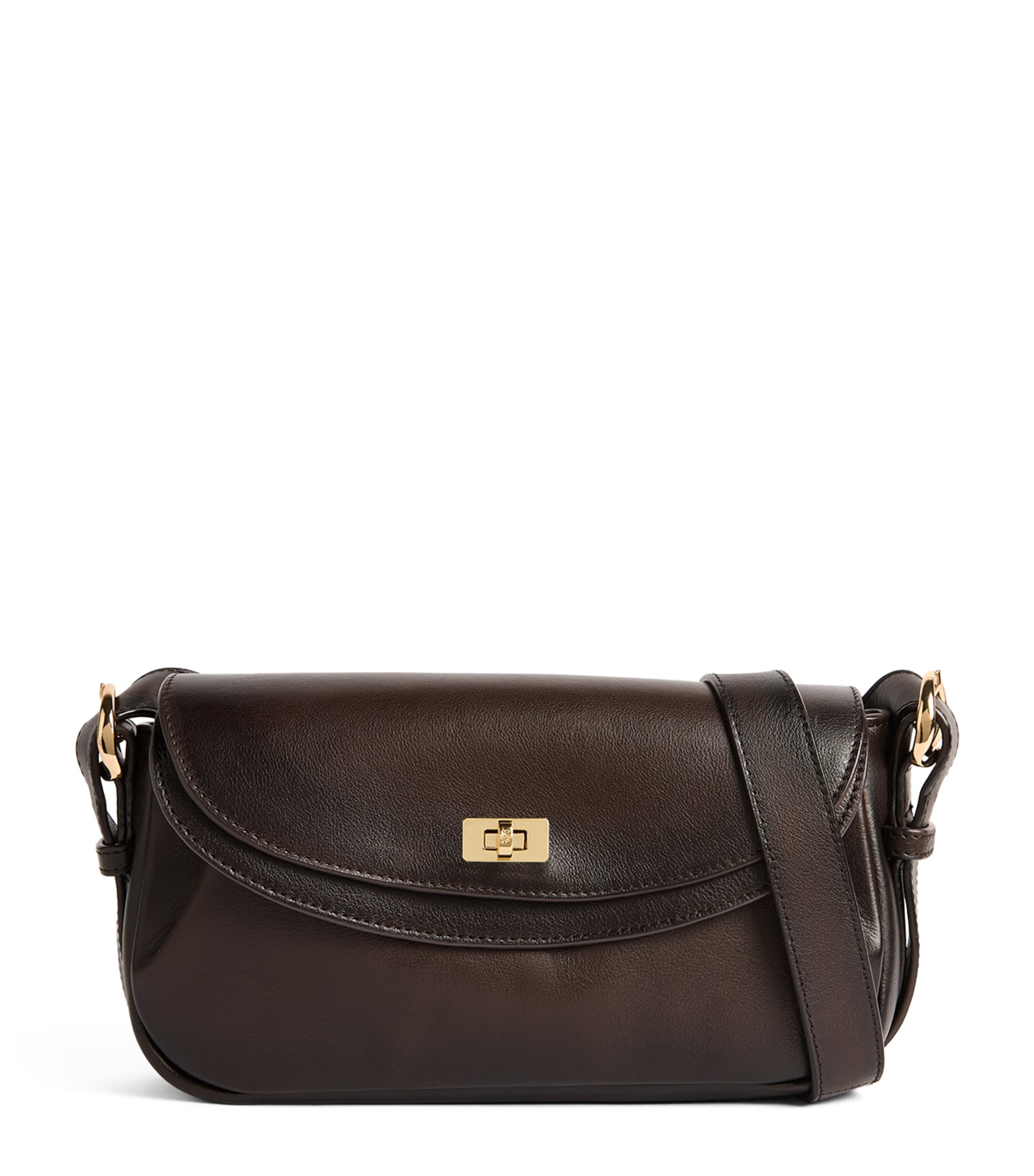 Sandro Paris Medium Leather Le Mambo Shoulder Bag Brown