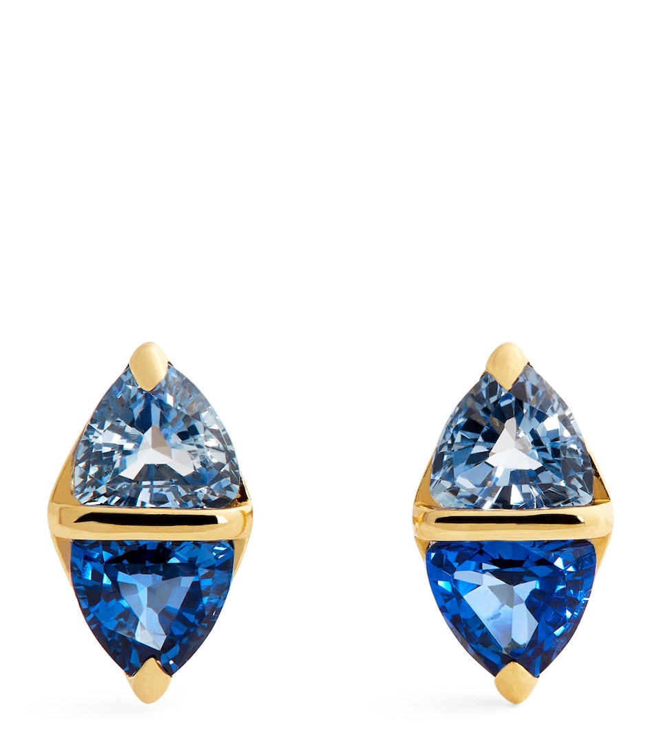 Yellow Gold and Sapphire Diamond Stud Earrings