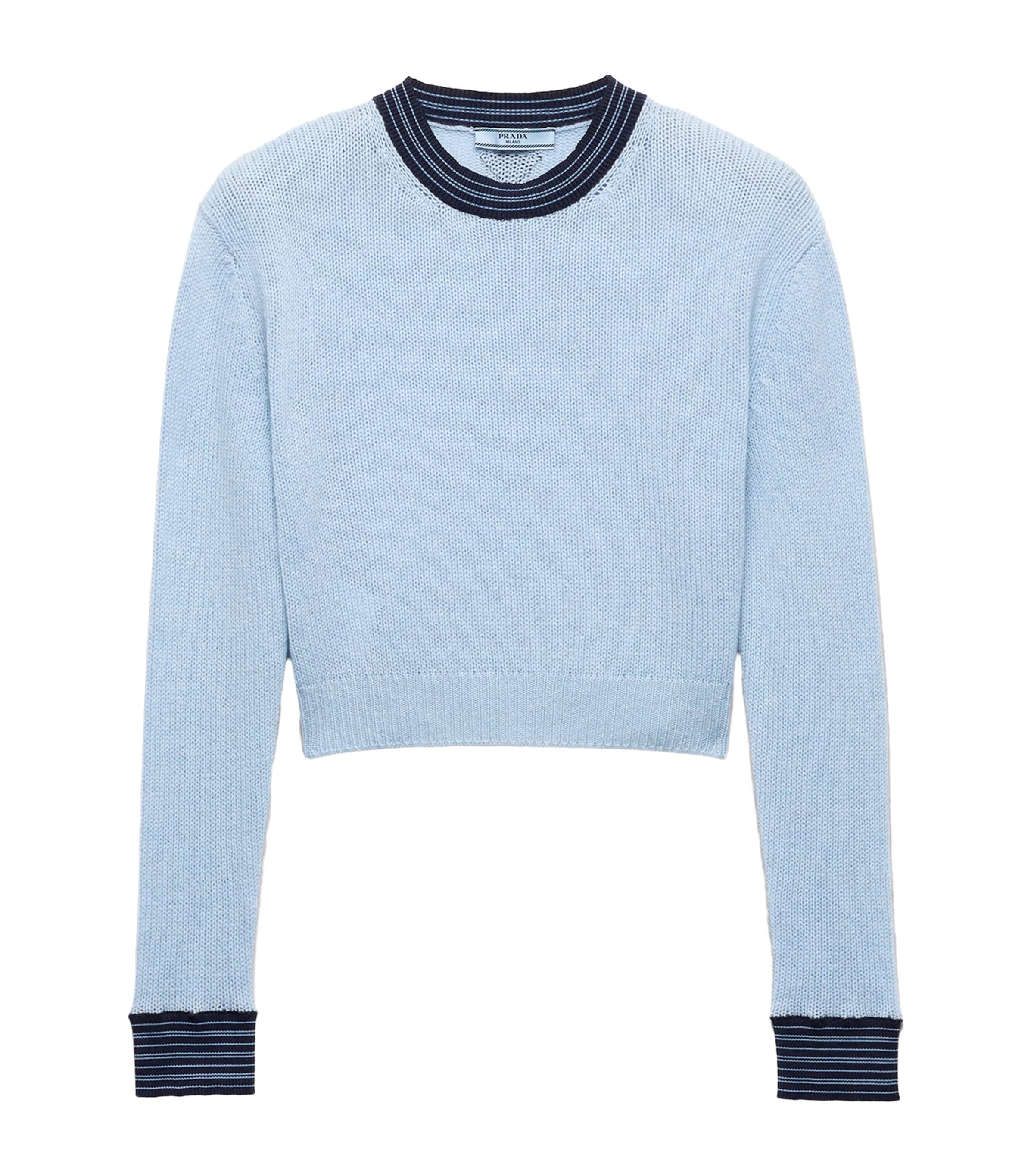 Prada Womens Cashmere-Blend Sweater Light Blue