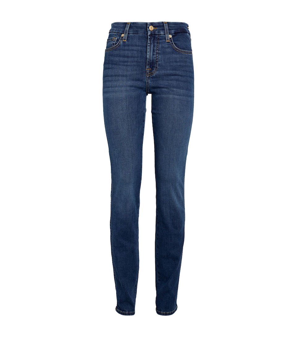 7 For All Mankind Womens The Straight B(Air) High-Rise Jeans Mid Blue