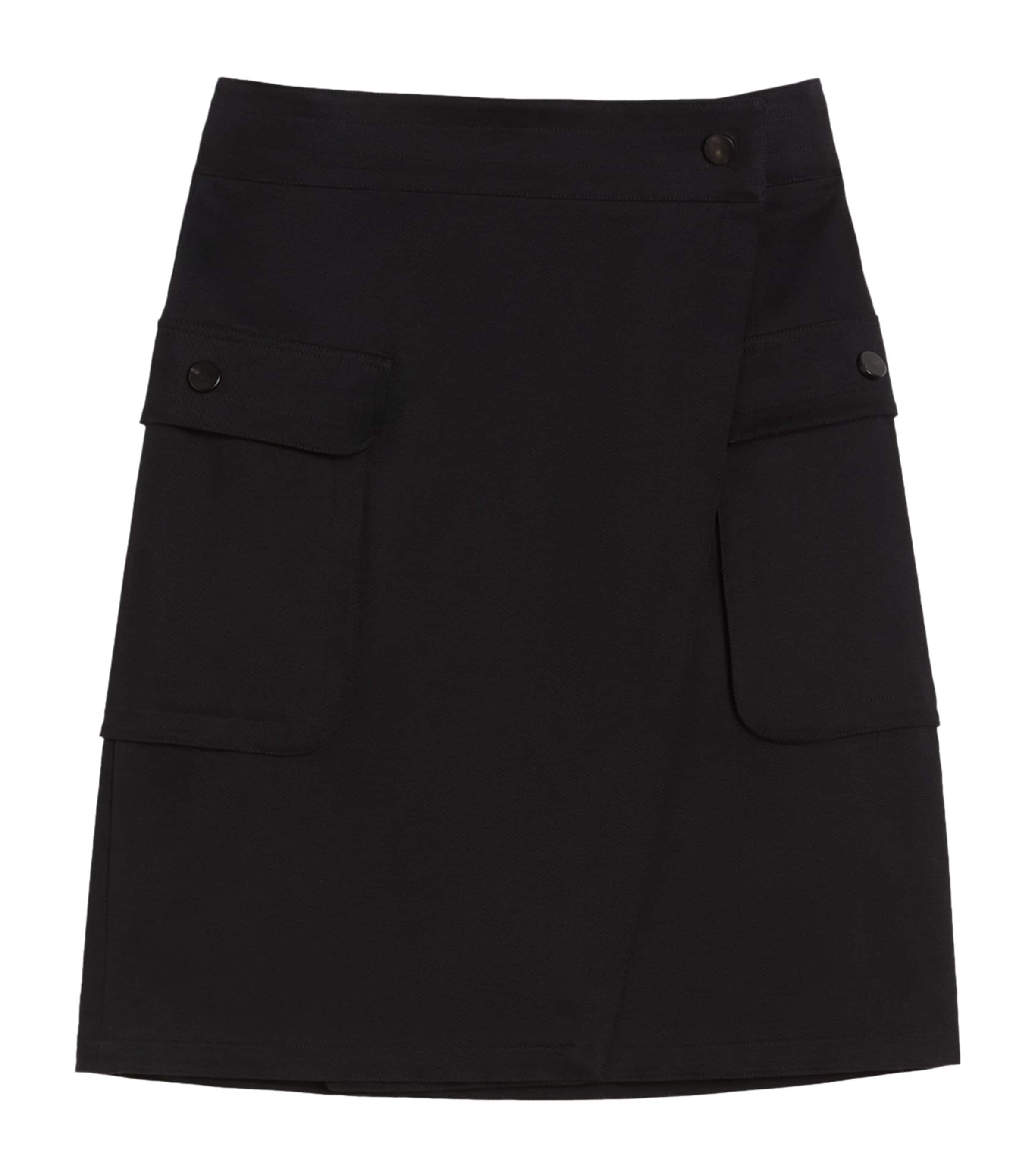 Max Mara Womens Stretch-Cotton Wrap Midi Skirt Black