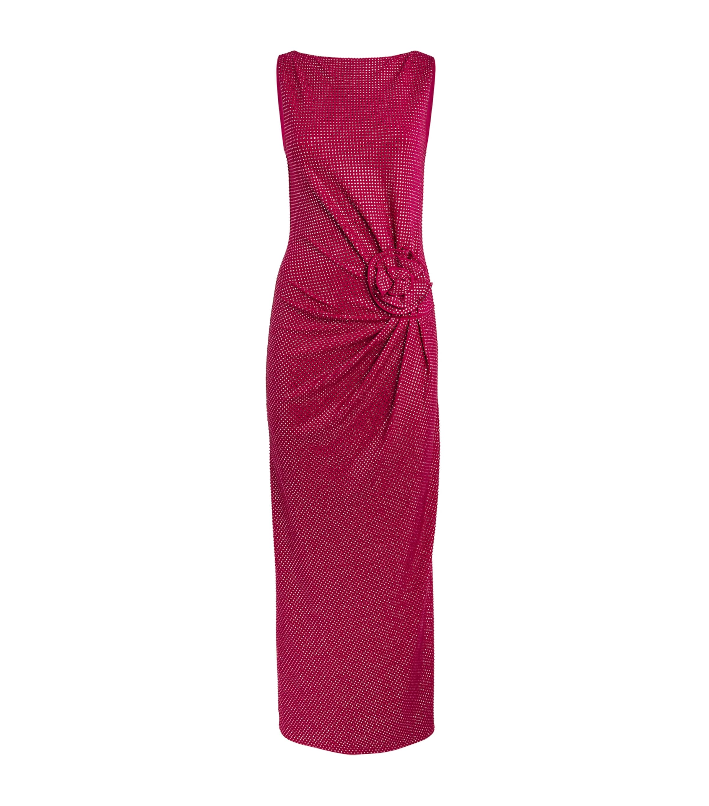 Roland Mouret Womens Diamanté Floral Appliqué Maxi Dress Pink